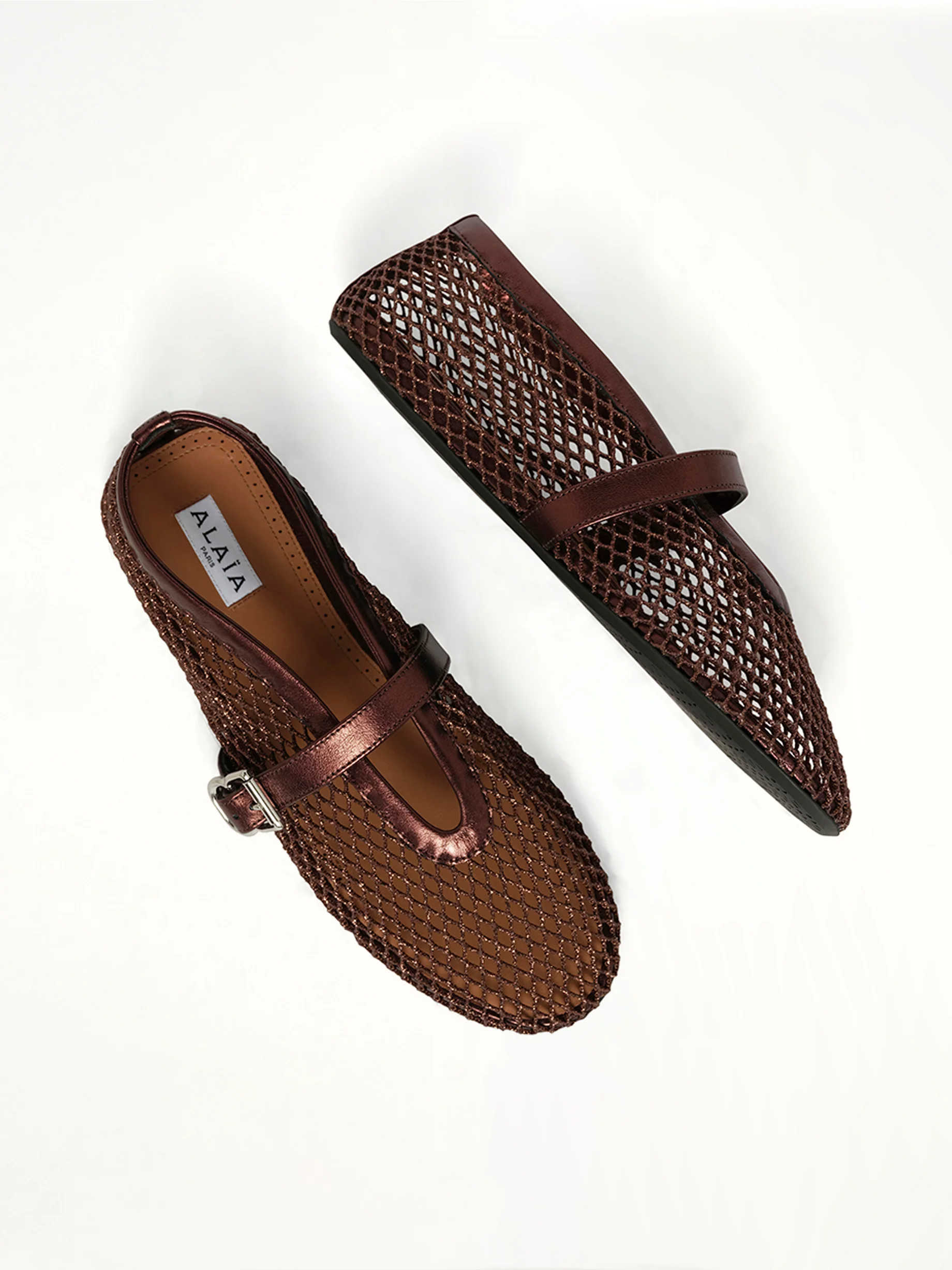 Ballet Fishnet Flats in Bronze - Image 4
