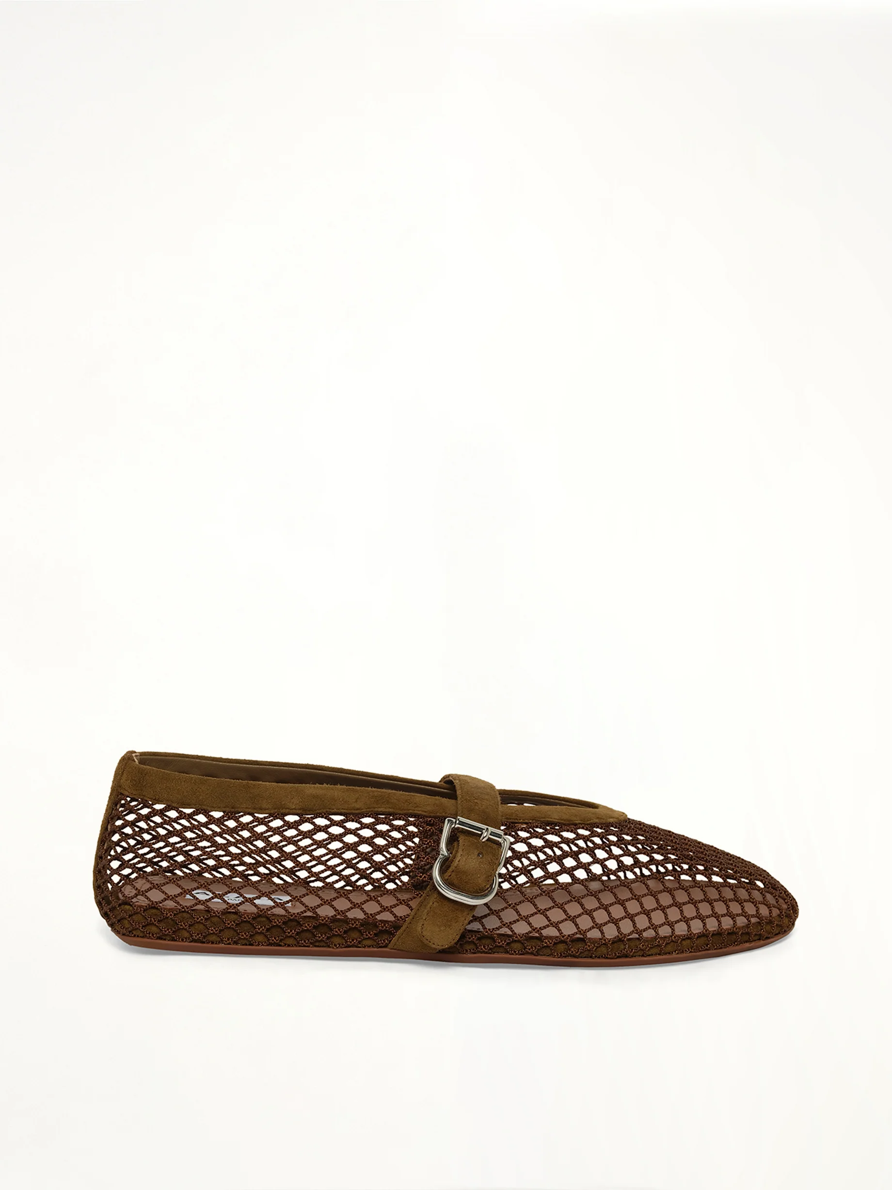 Ballet Fishnet Flats in Vert Khaki