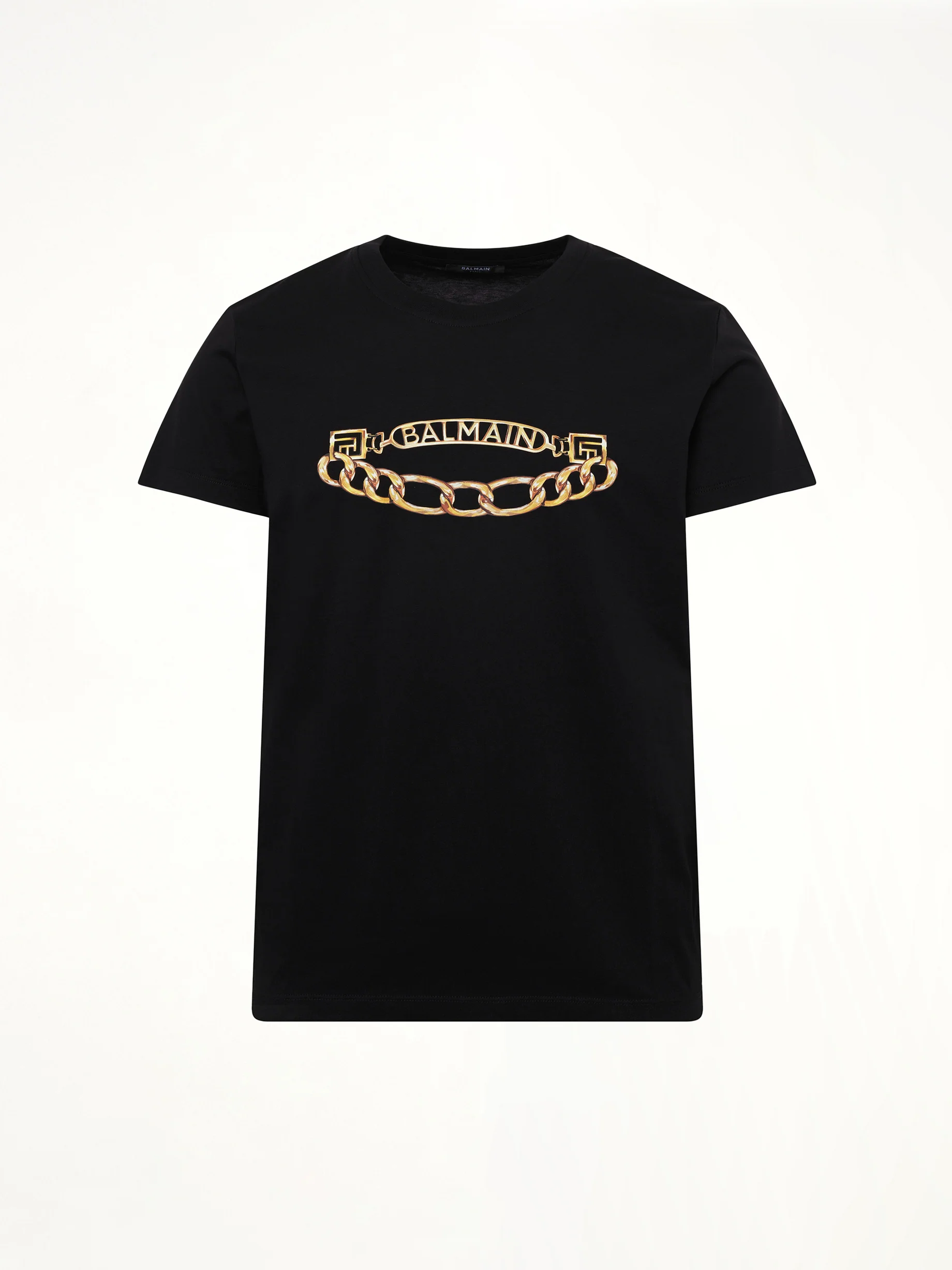 Balmain Chain Logo T-Shirt in Black/Gold - Image 2