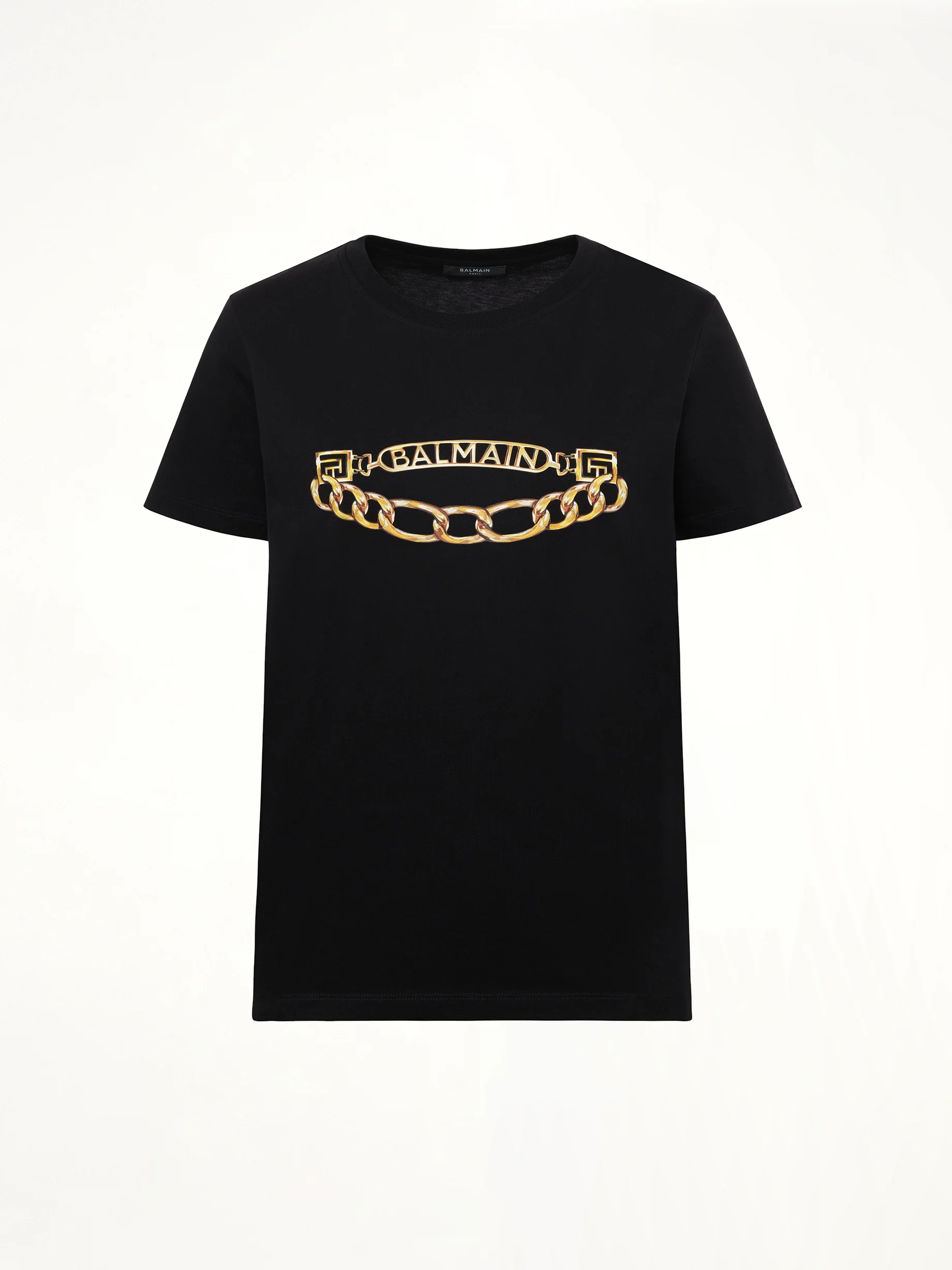 Balmain Chains Printed T-Shirt in Black/Gold - Image 2