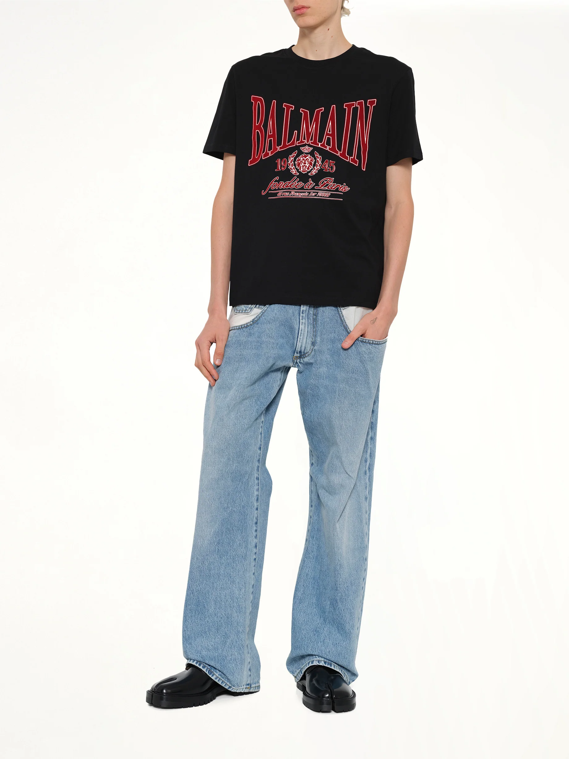 Balmain College Flock T-Shirt in Black - Image 4