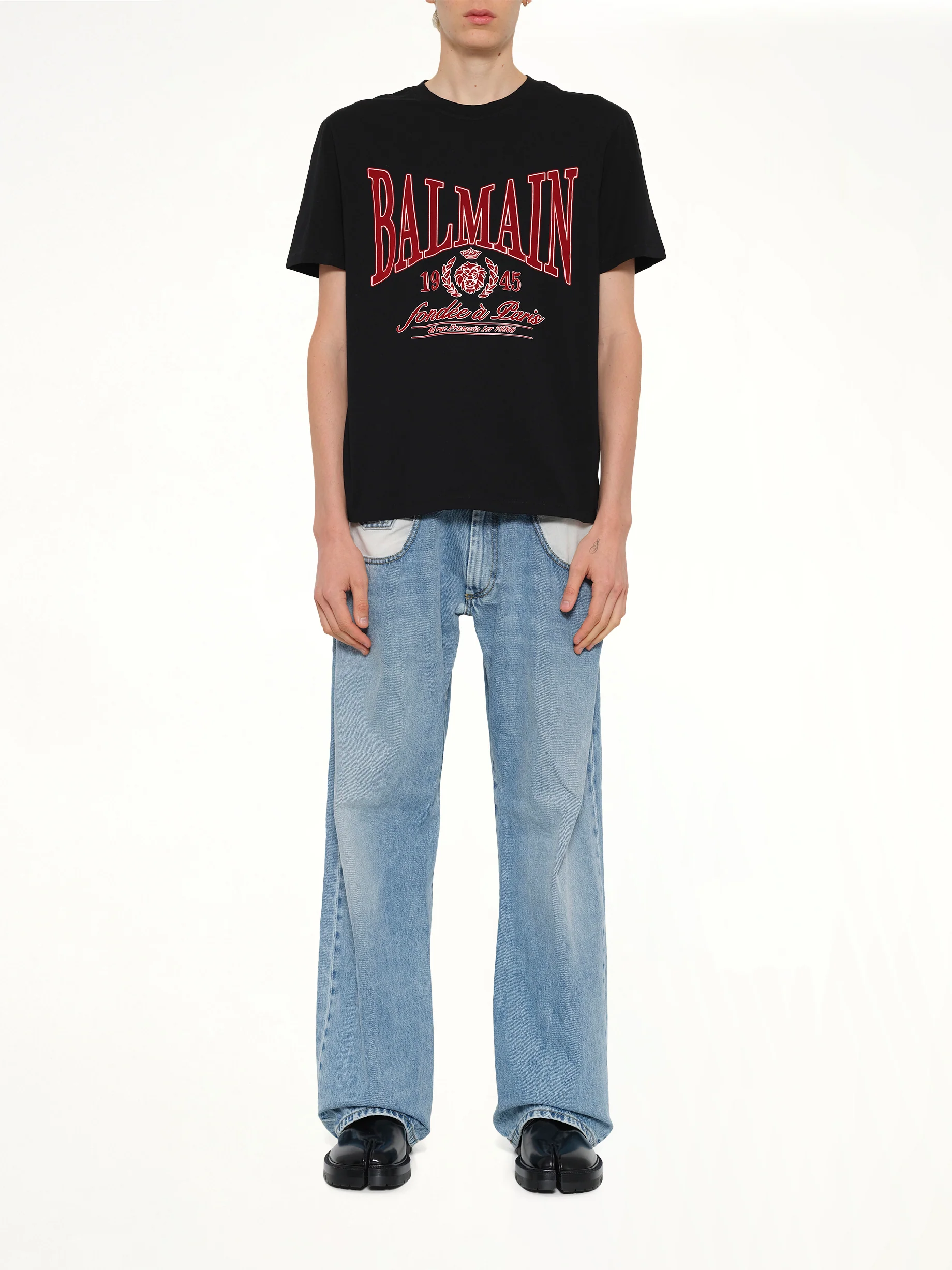 Balmain College Flock T-Shirt in Black - Image 7