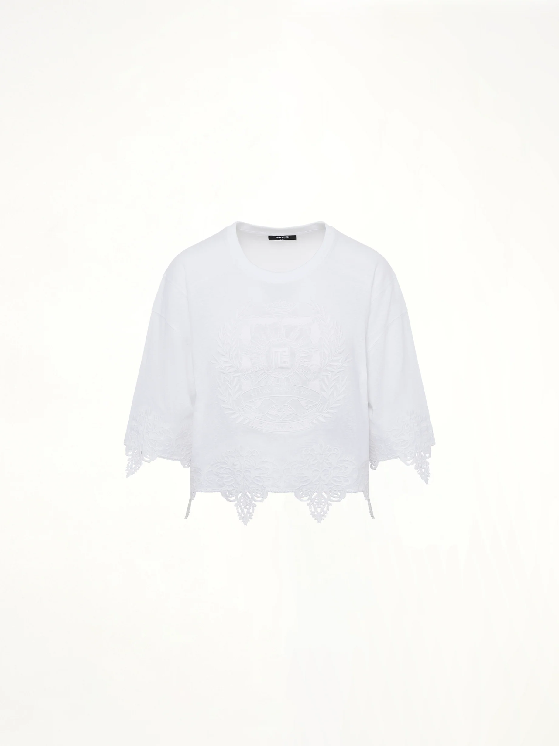 Balmain Emblem Baseball T-Shirt in White - Image 2