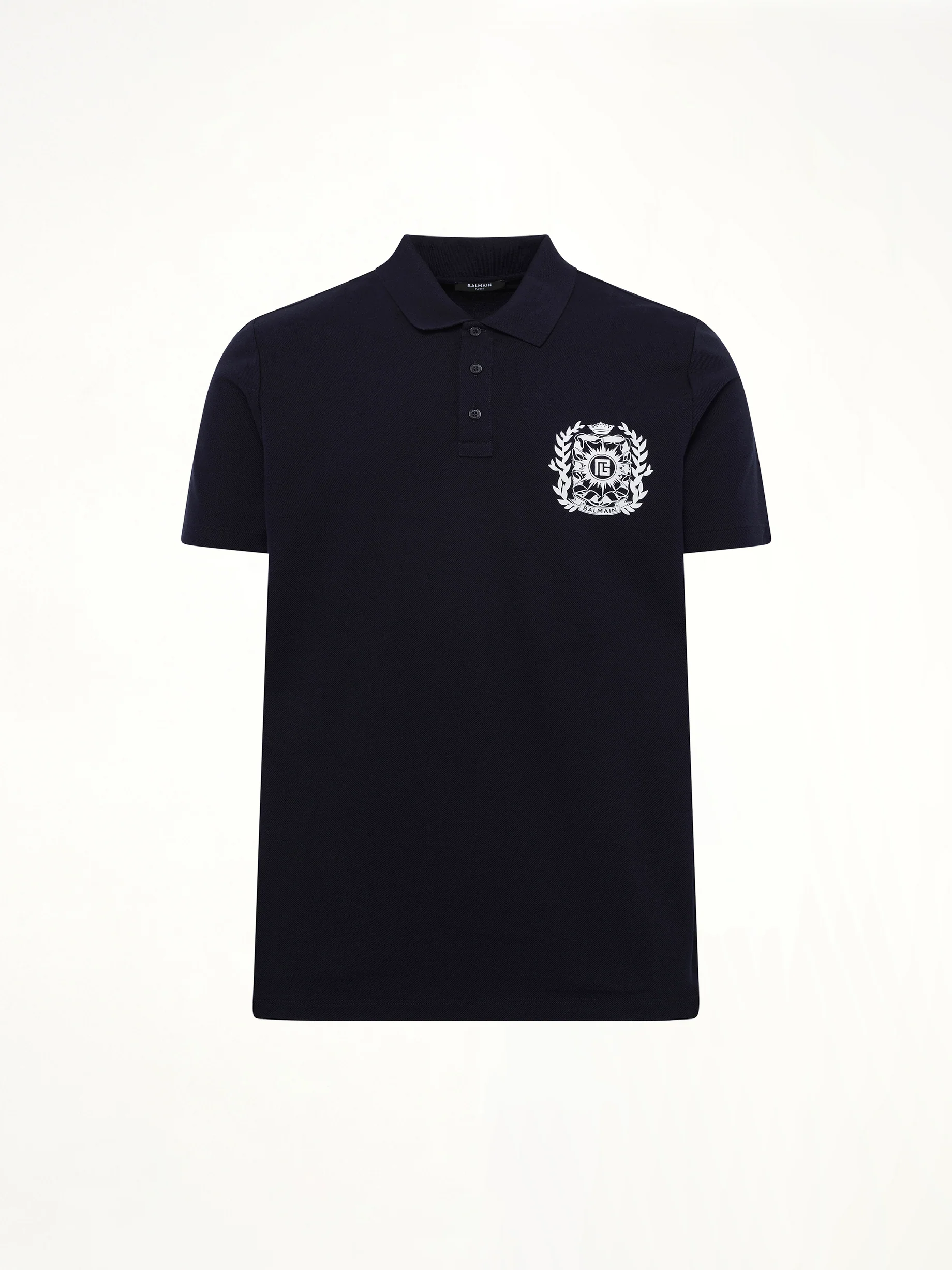 Balmain Emblem Polo in Navy/White - Image 2