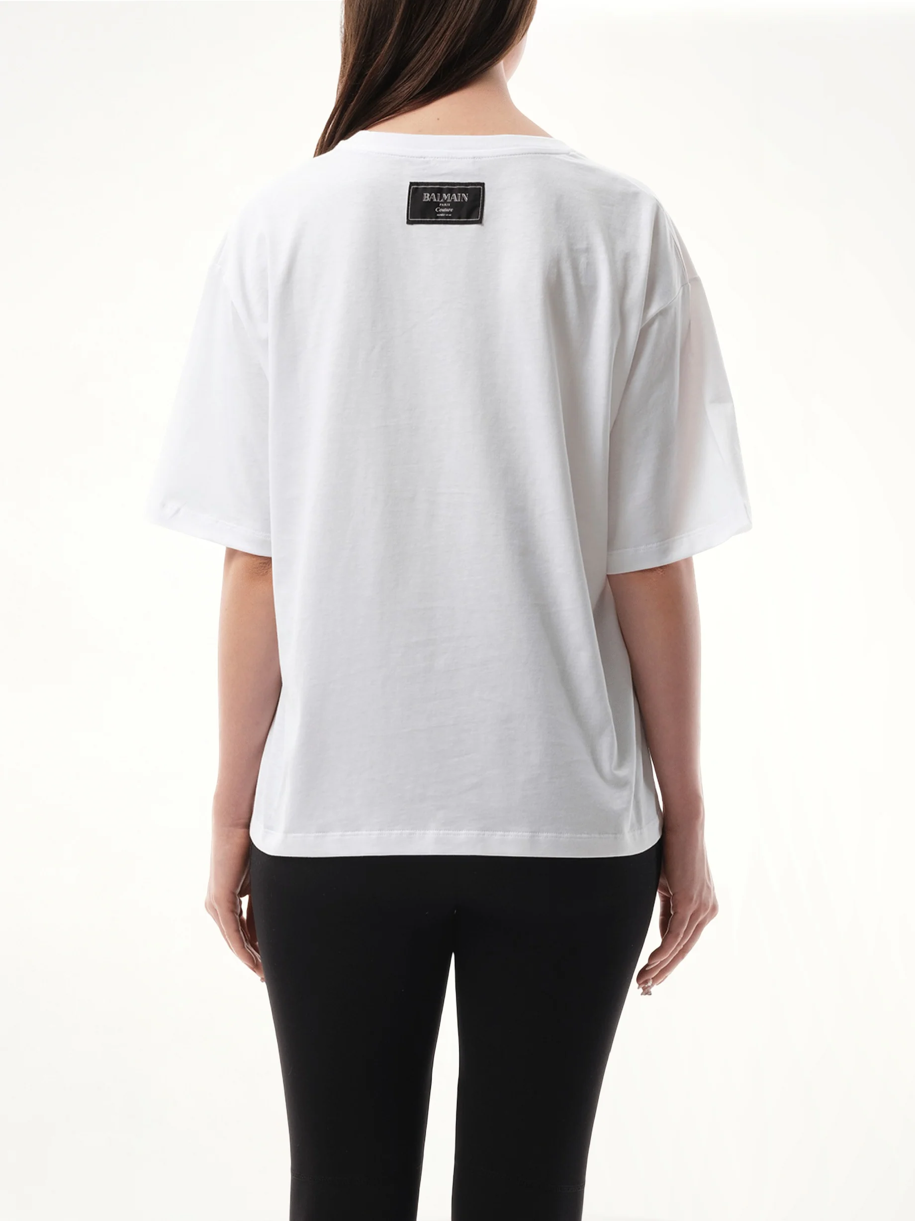 Balmain Kiss Print T-Shirt in White/Black/Red - Image 6