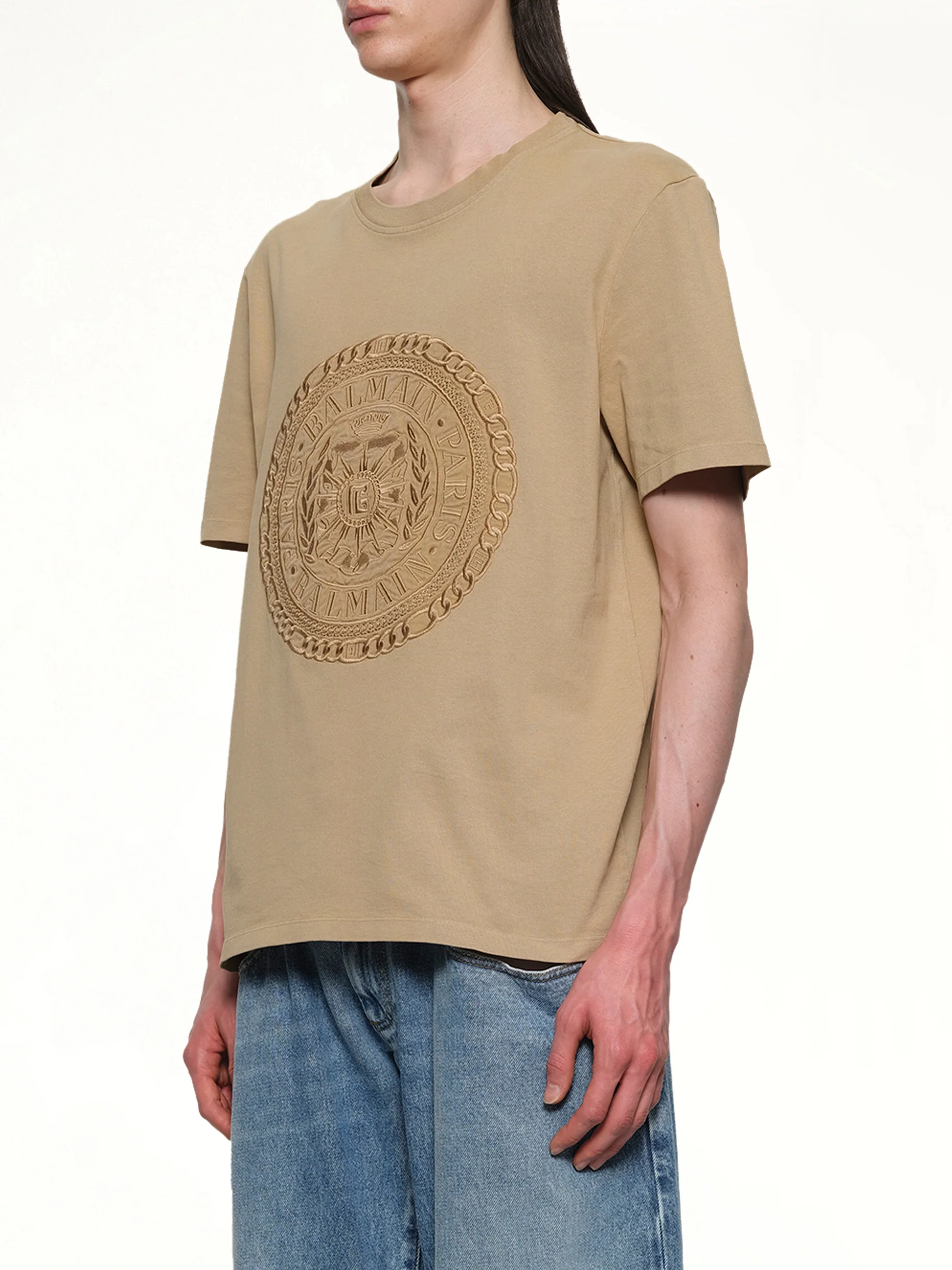 Balmain Medal T-Shirt in Camel - Image 3
