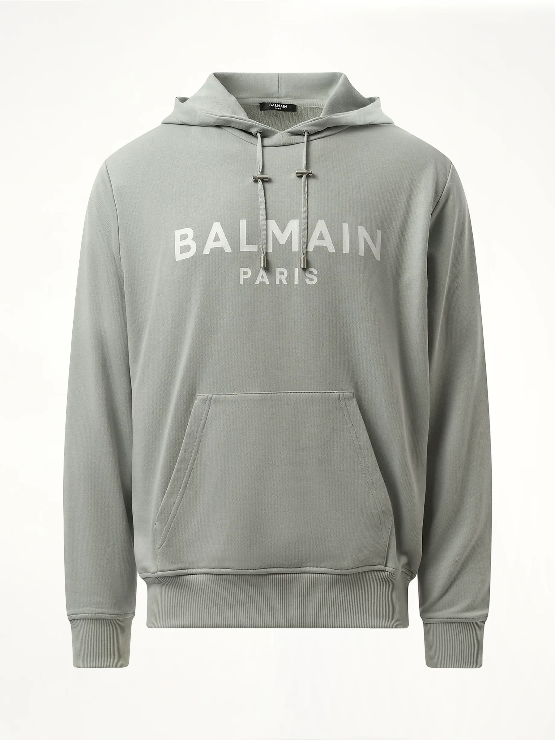 Balmain Print Hoodie in Grey/White - Image 2