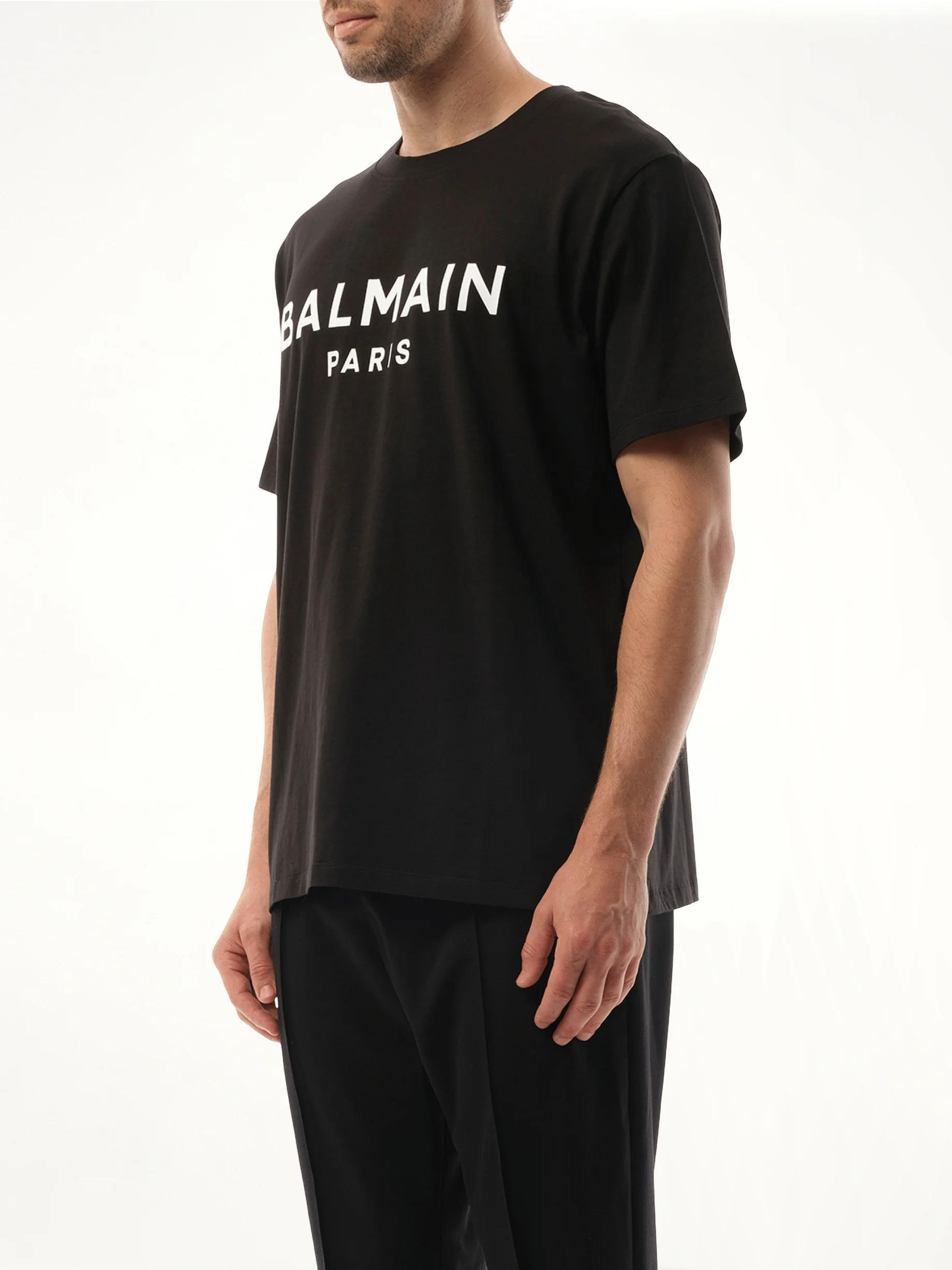 Balmain Print Reg Fit T-Shirt in Black/White - Image 5