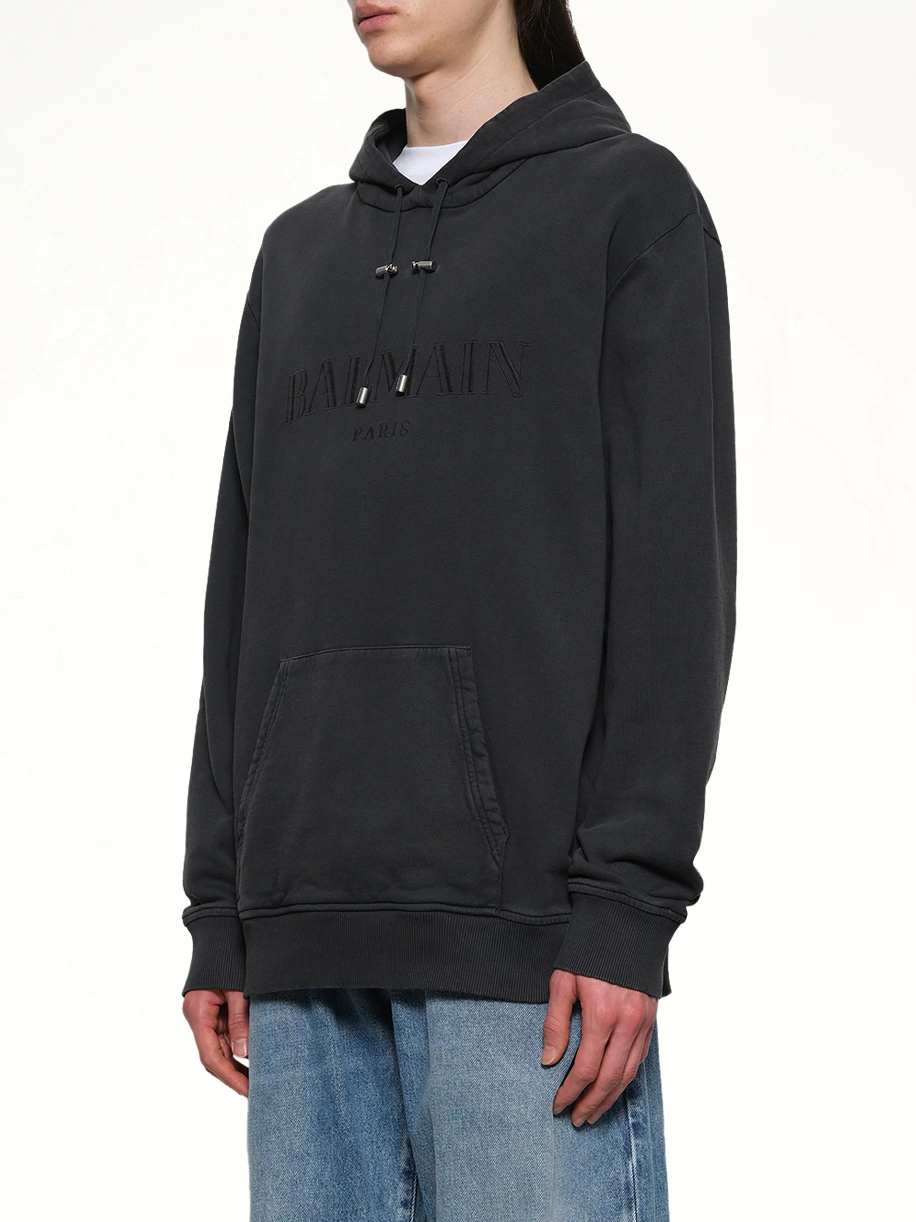 Balmain Vintage Emblem Hoodie in Vintage Black - Image 3