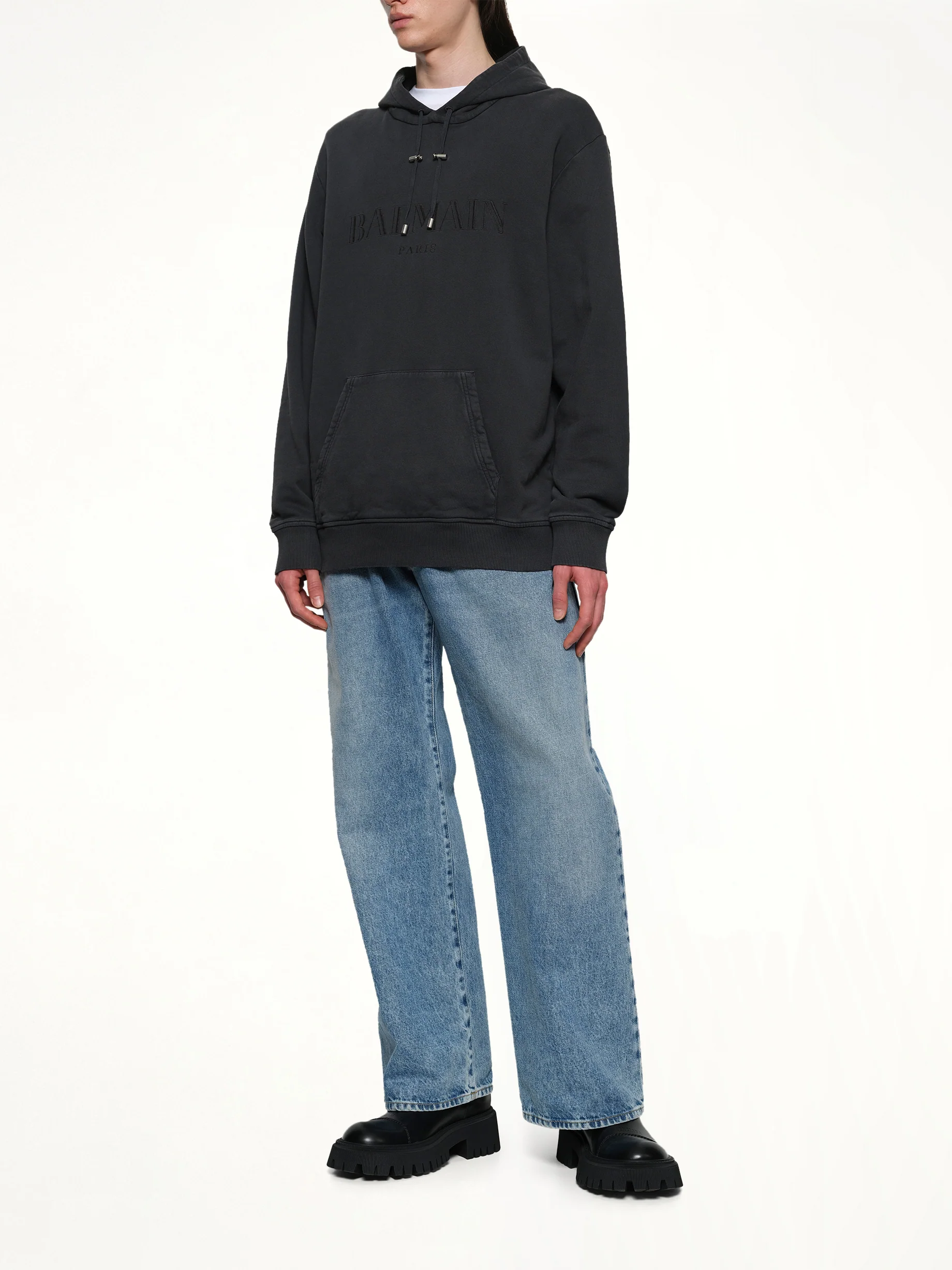 Balmain Vintage Emblem Hoodie in Vintage Black - Image 4