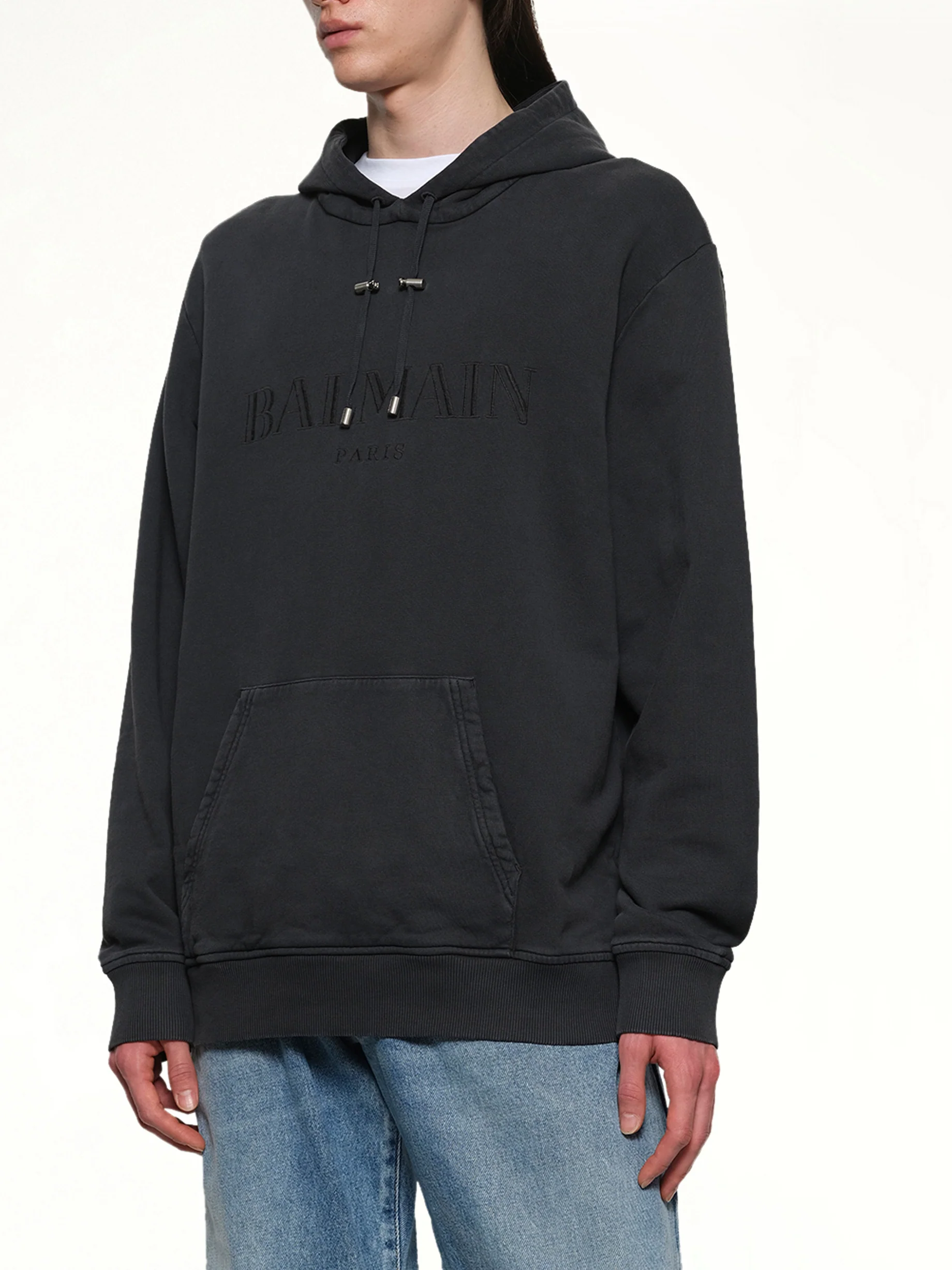 Balmain Vintage Emblem Hoodie in Vintage Black - Image 6