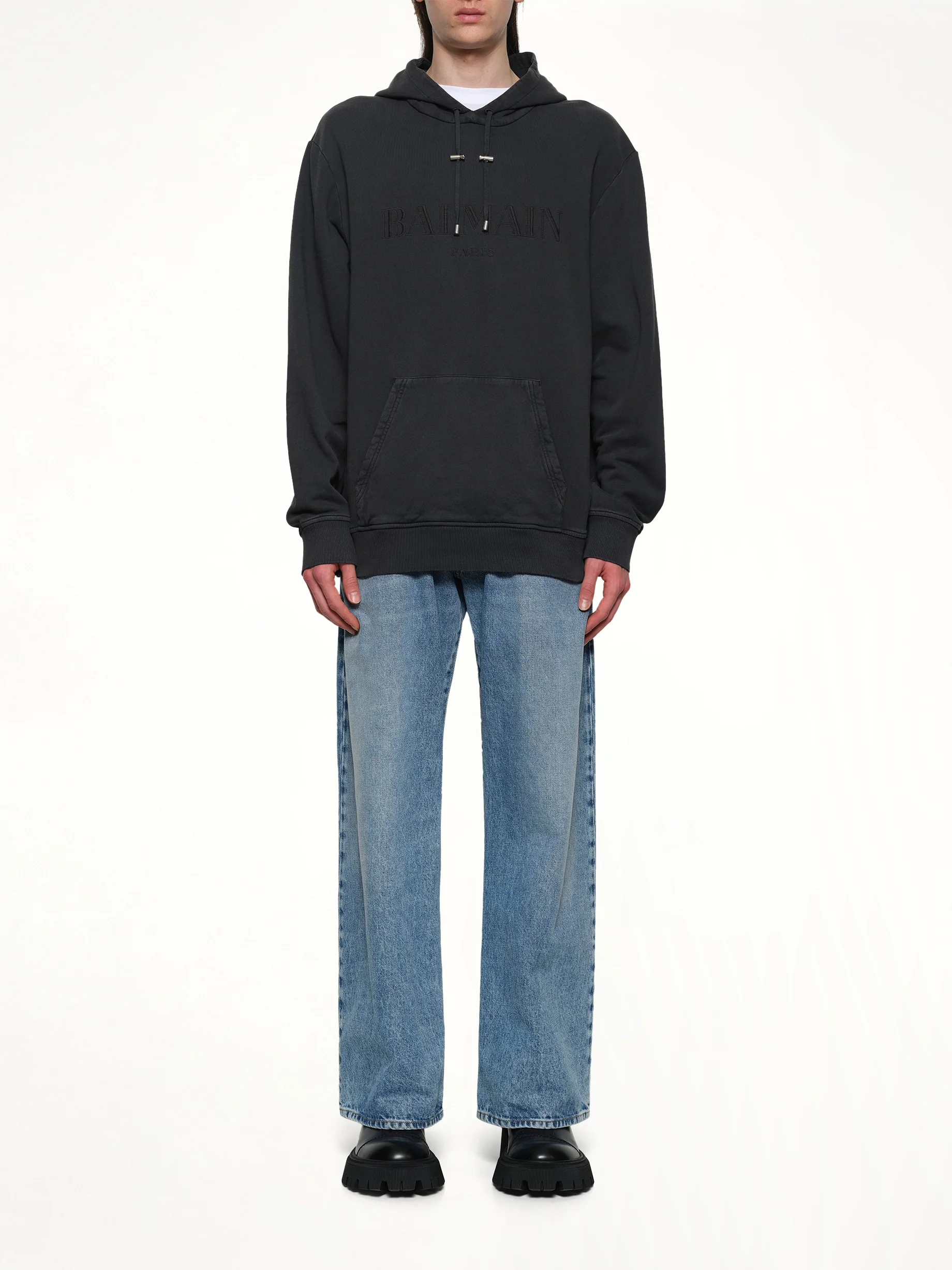 Balmain Vintage Emblem Hoodie in Vintage Black - Image 7