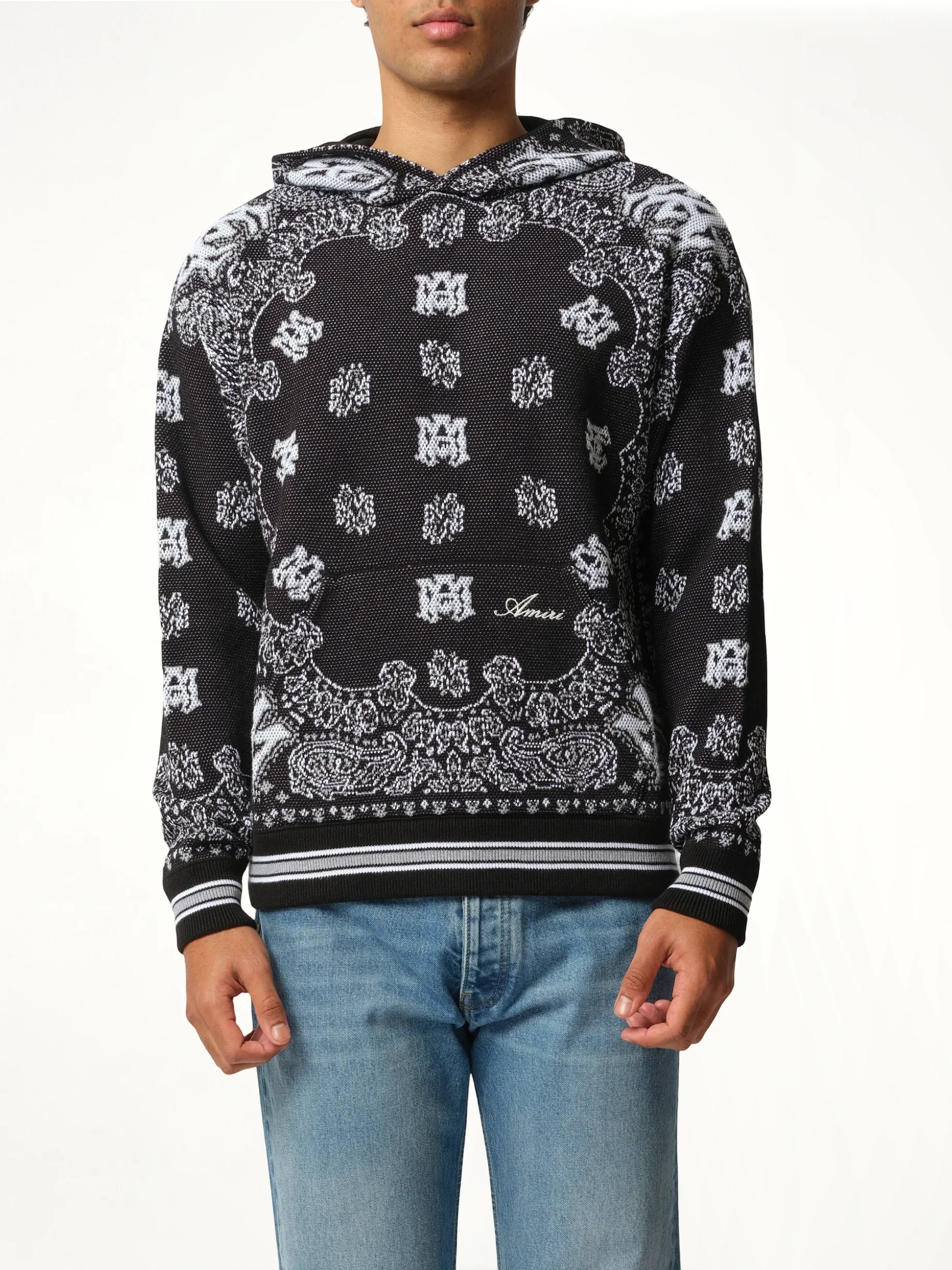 Bandana Hoodie in Black/White