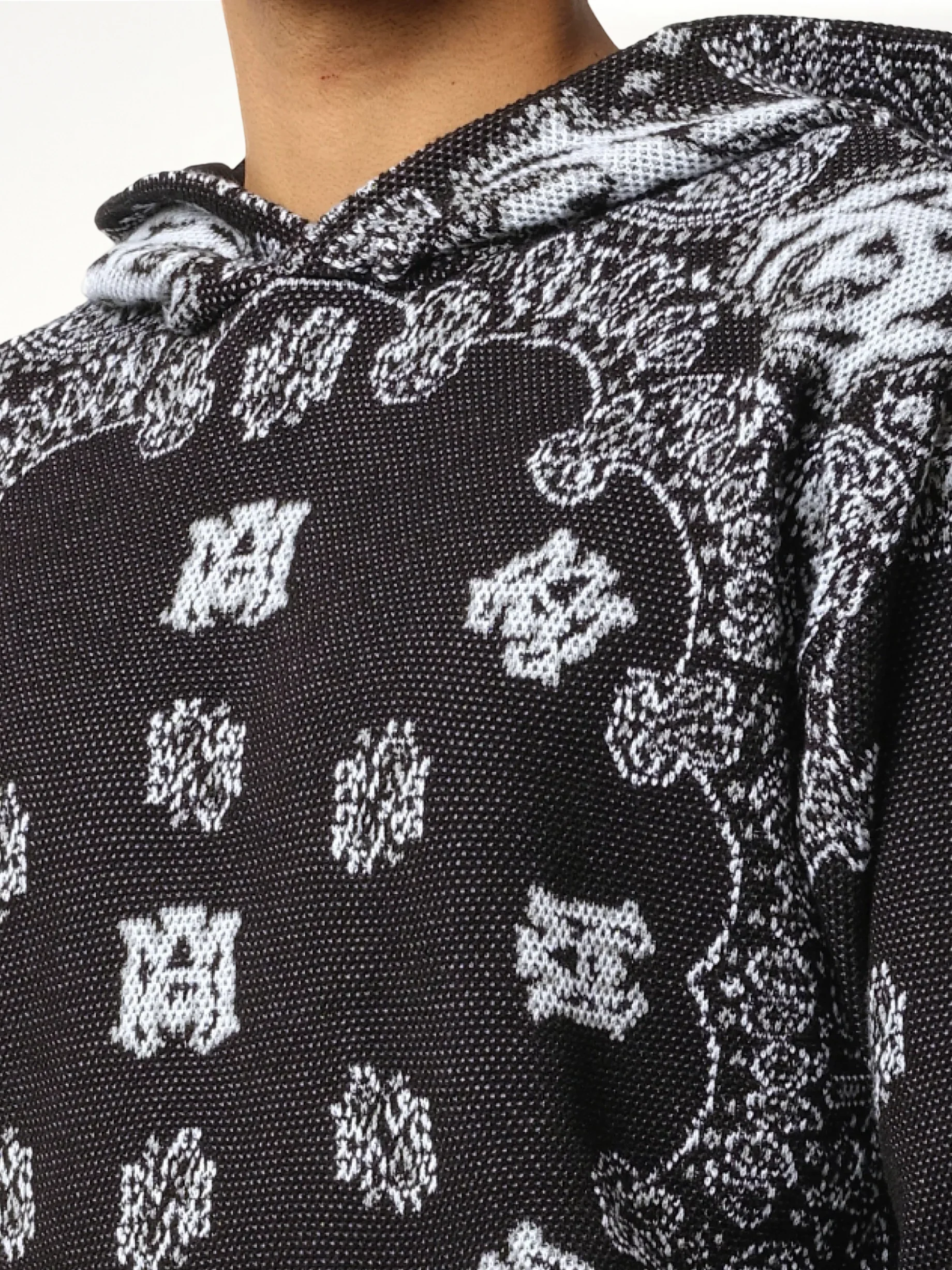 Bandana Hoodie in Black/White - Image 3
