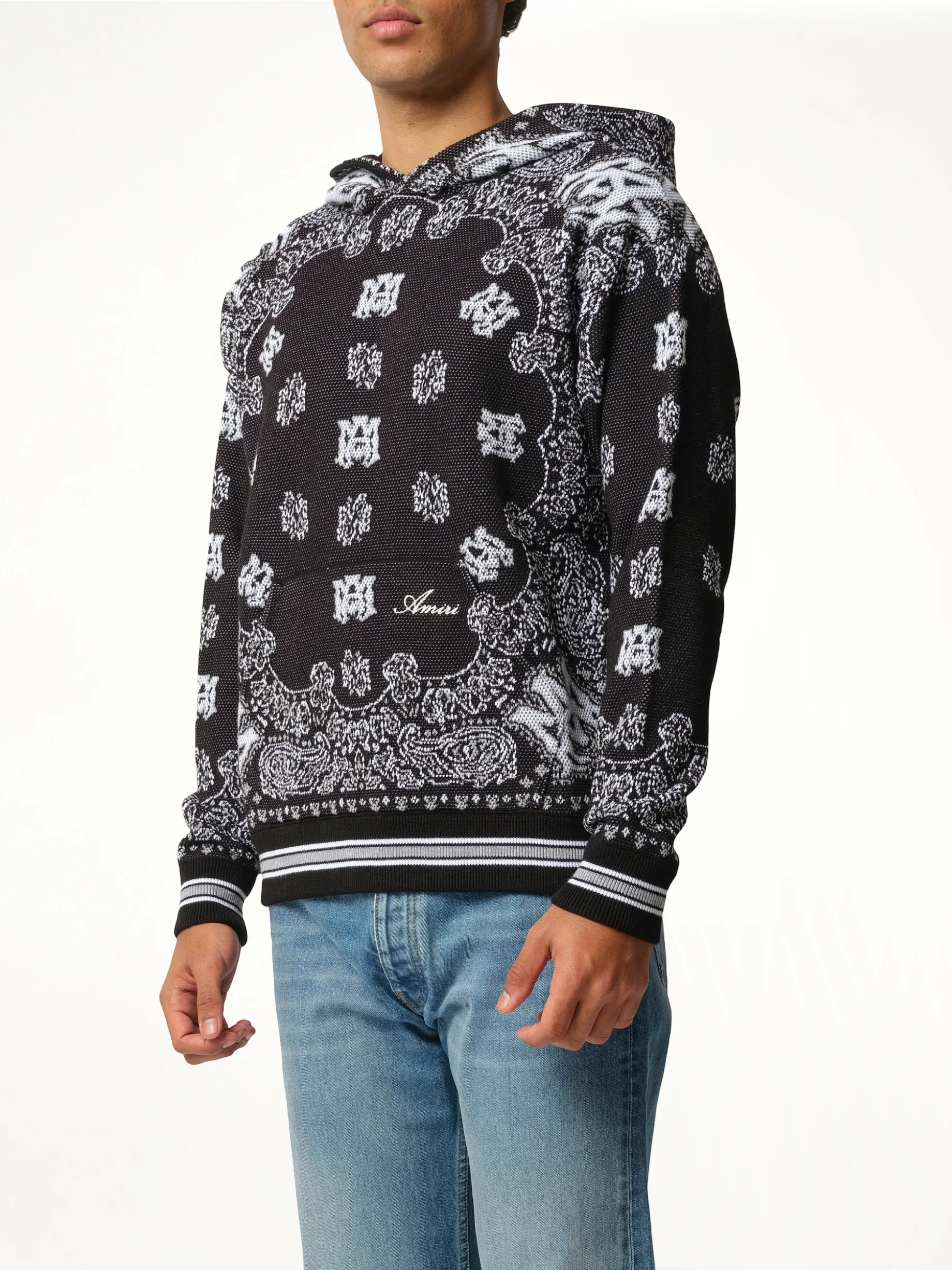 Bandana Hoodie in Black/White - Image 5