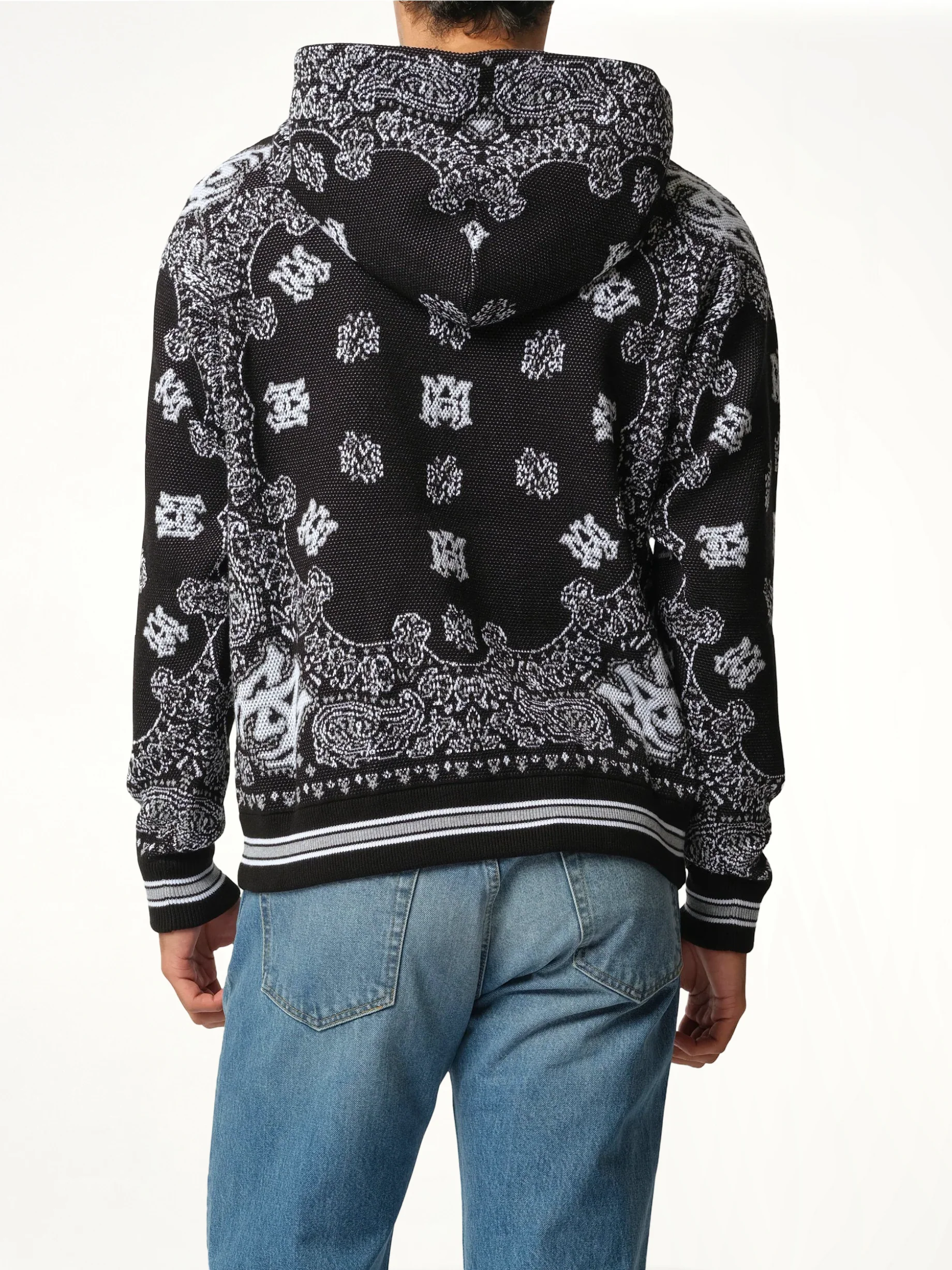 Bandana Hoodie in Black/White - Image 6