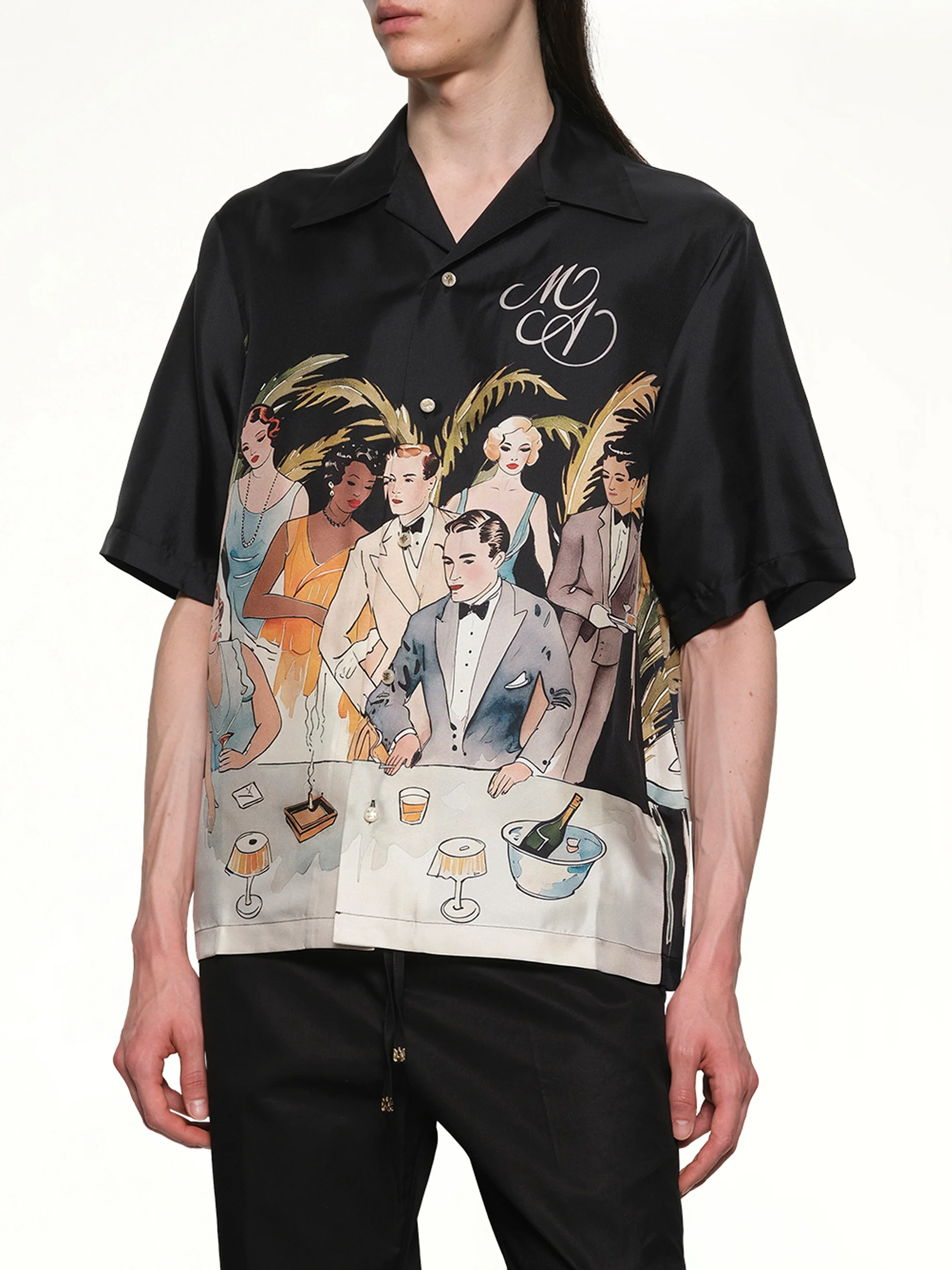 Bar Scene Bowling Shirt in Black - Image 6