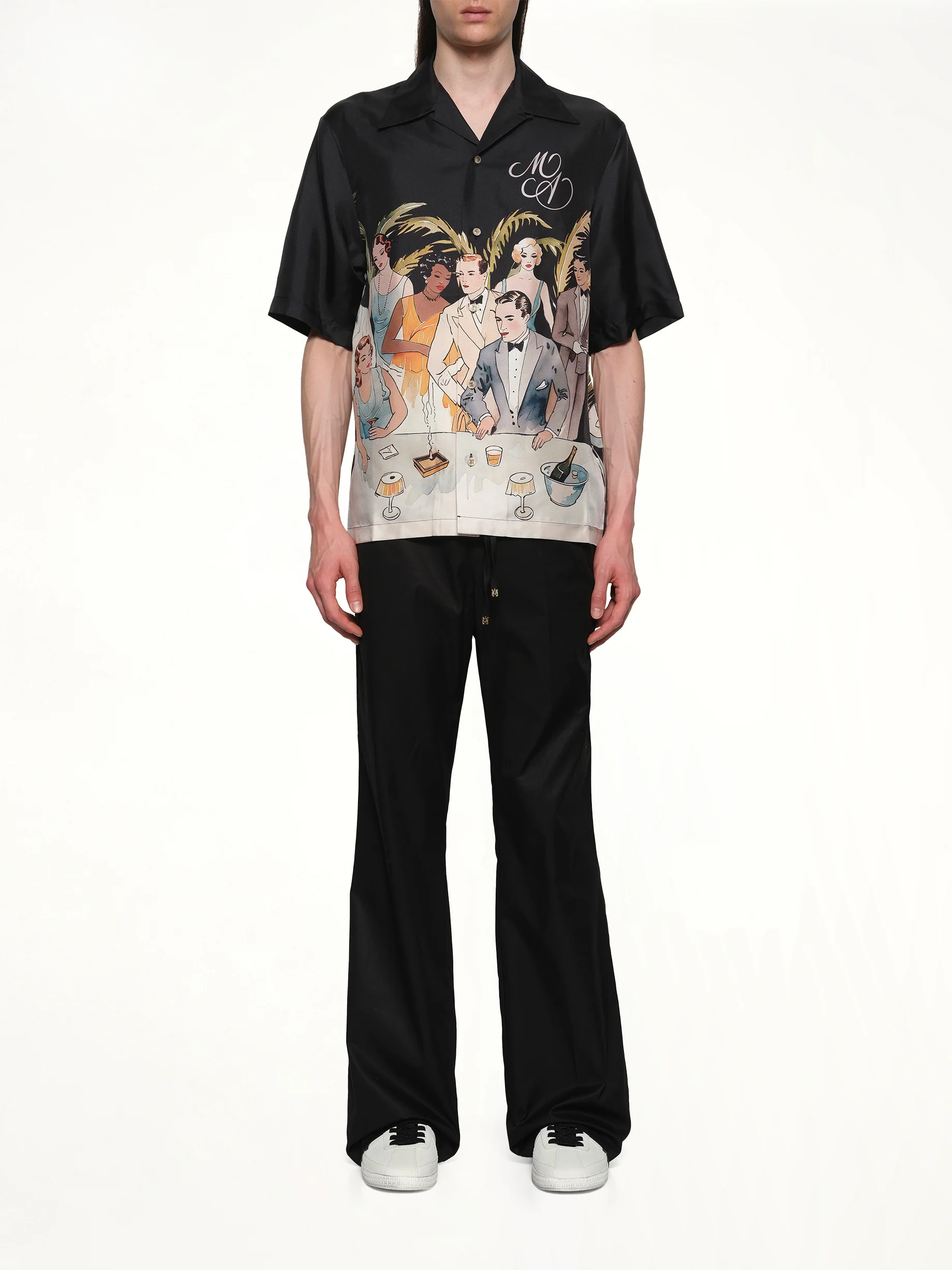 Bar Scene Bowling Shirt in Black - Image 7