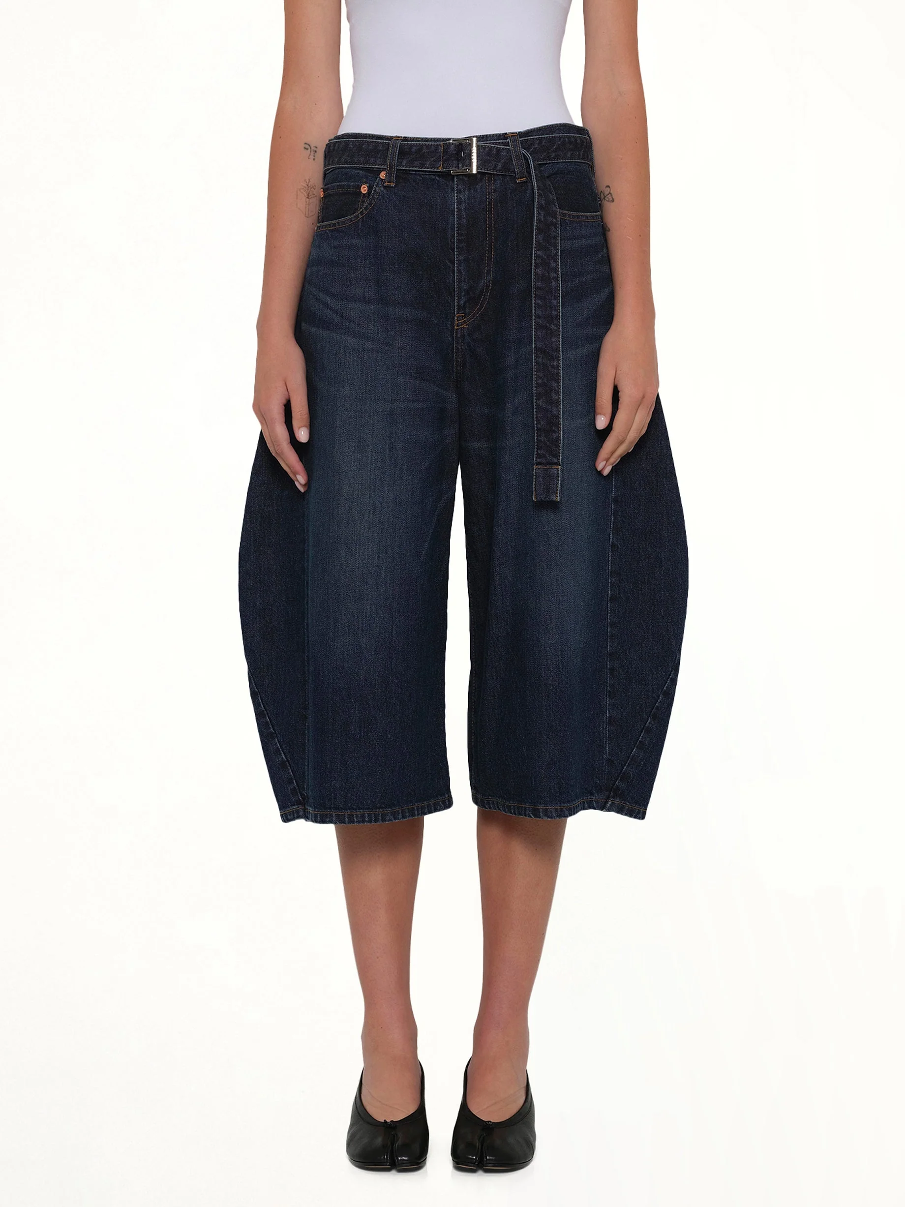 Barrel Denim Bermuda Pants in Blue