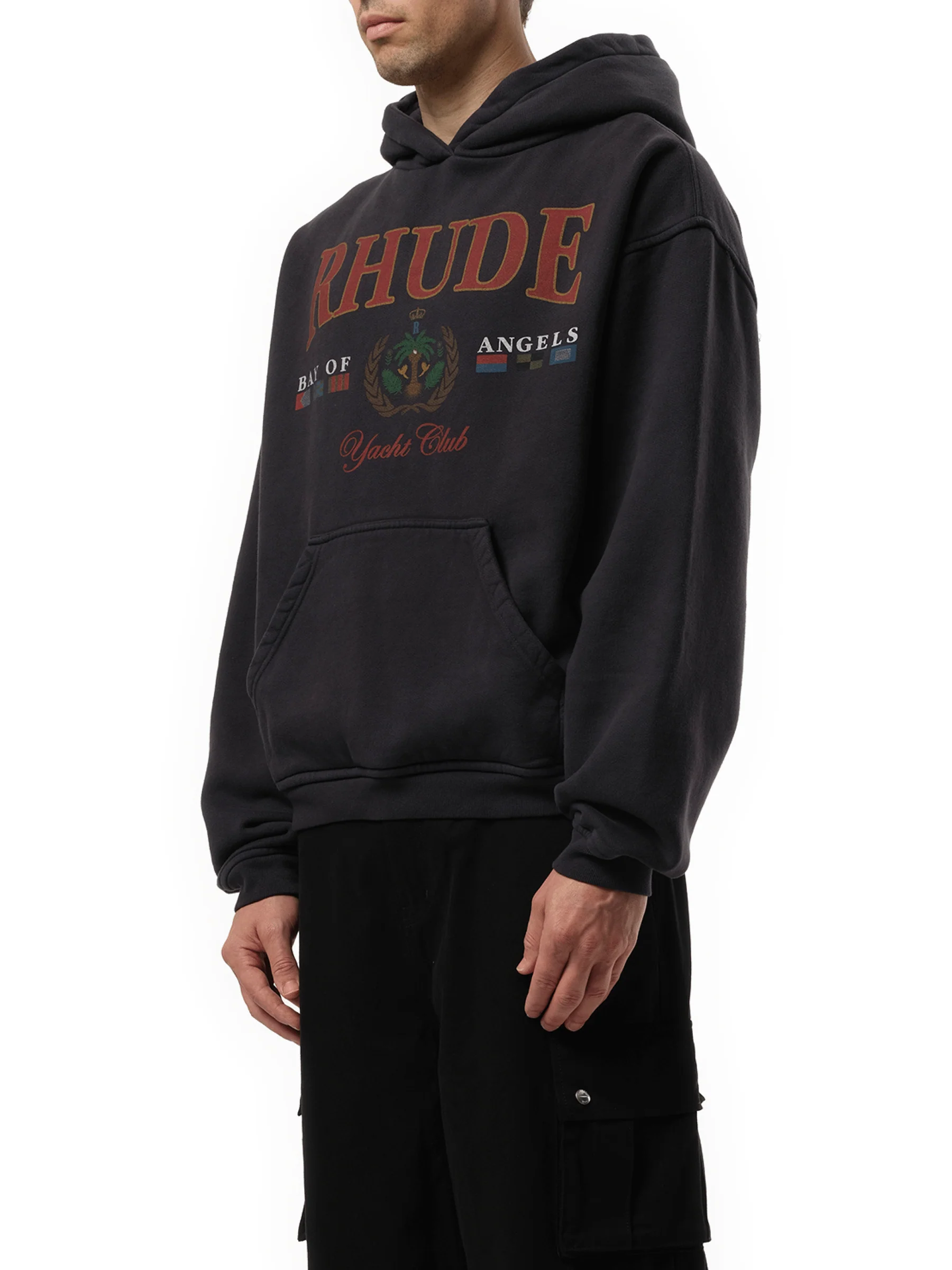 Bay of Angels Yacht Hoodie in Vintage Black - Image 5