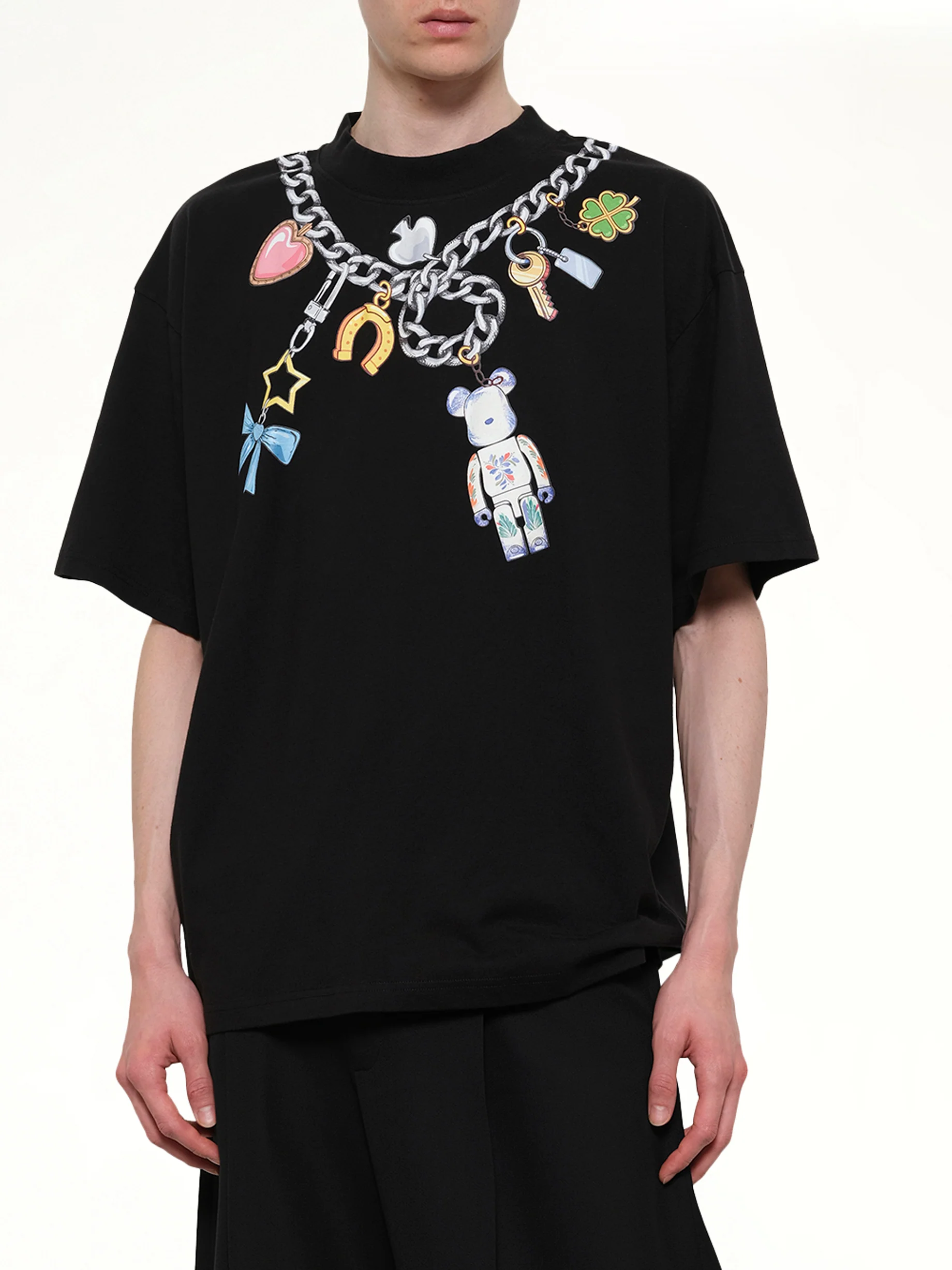 Bearbrick Print Cotton T-Shirt in Black - Image 6