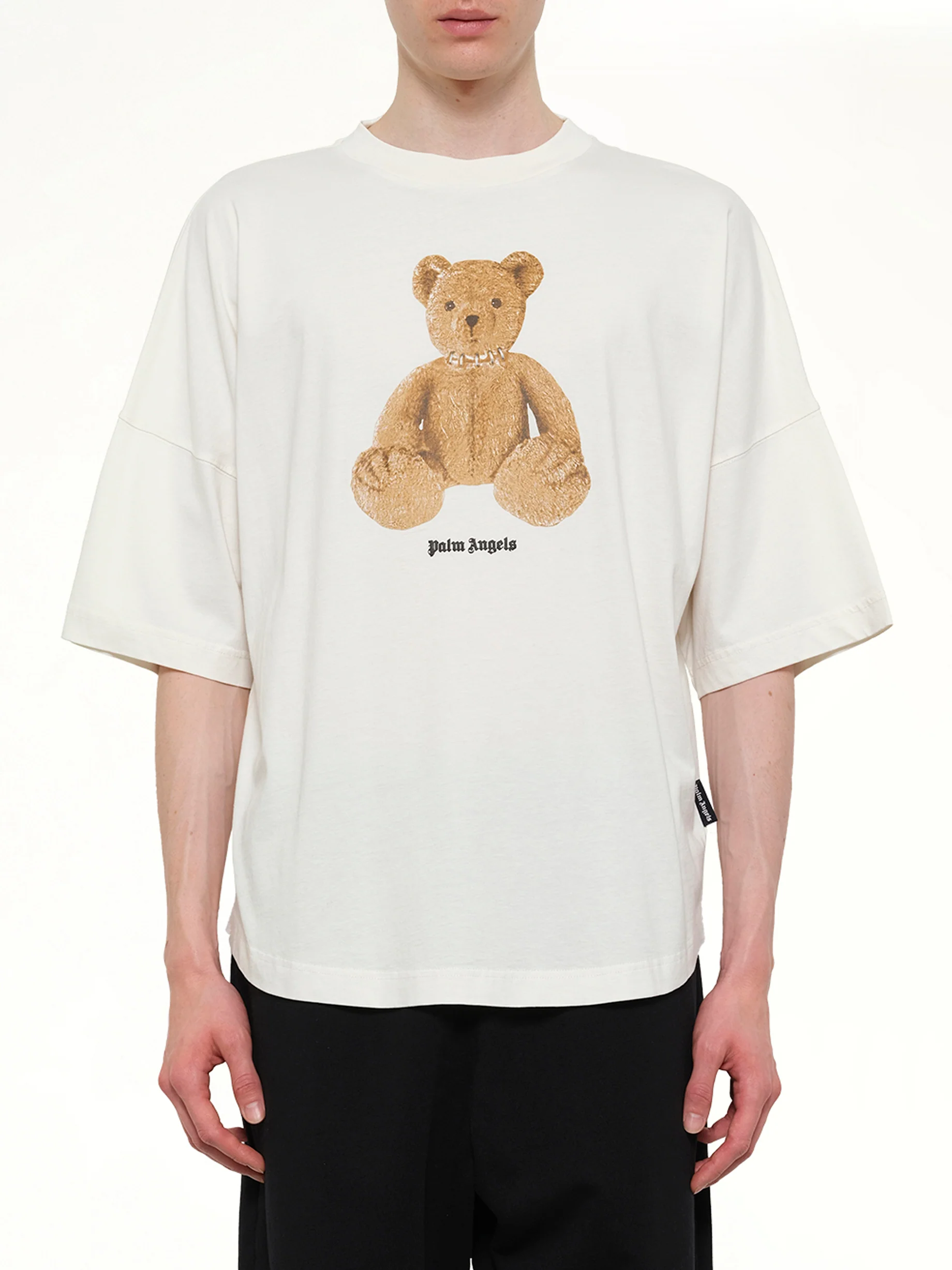 Bear Over T-Shirt in Off White/Brown