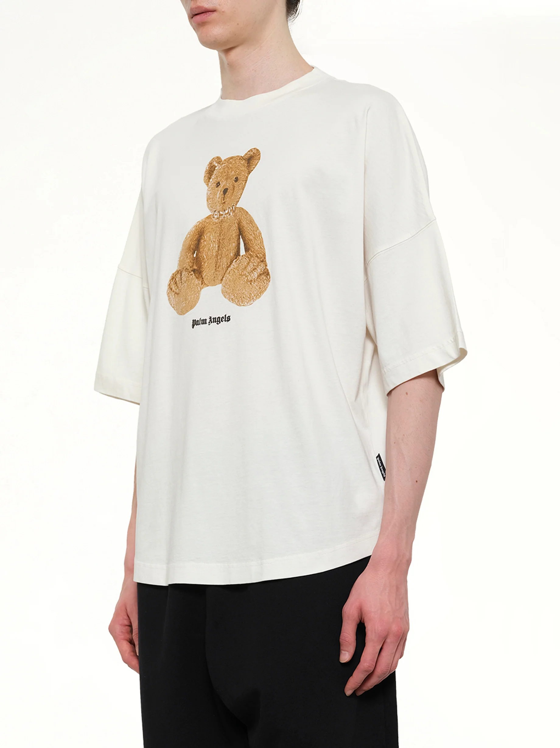 Bear Over T-Shirt in Off White/Brown - Image 3