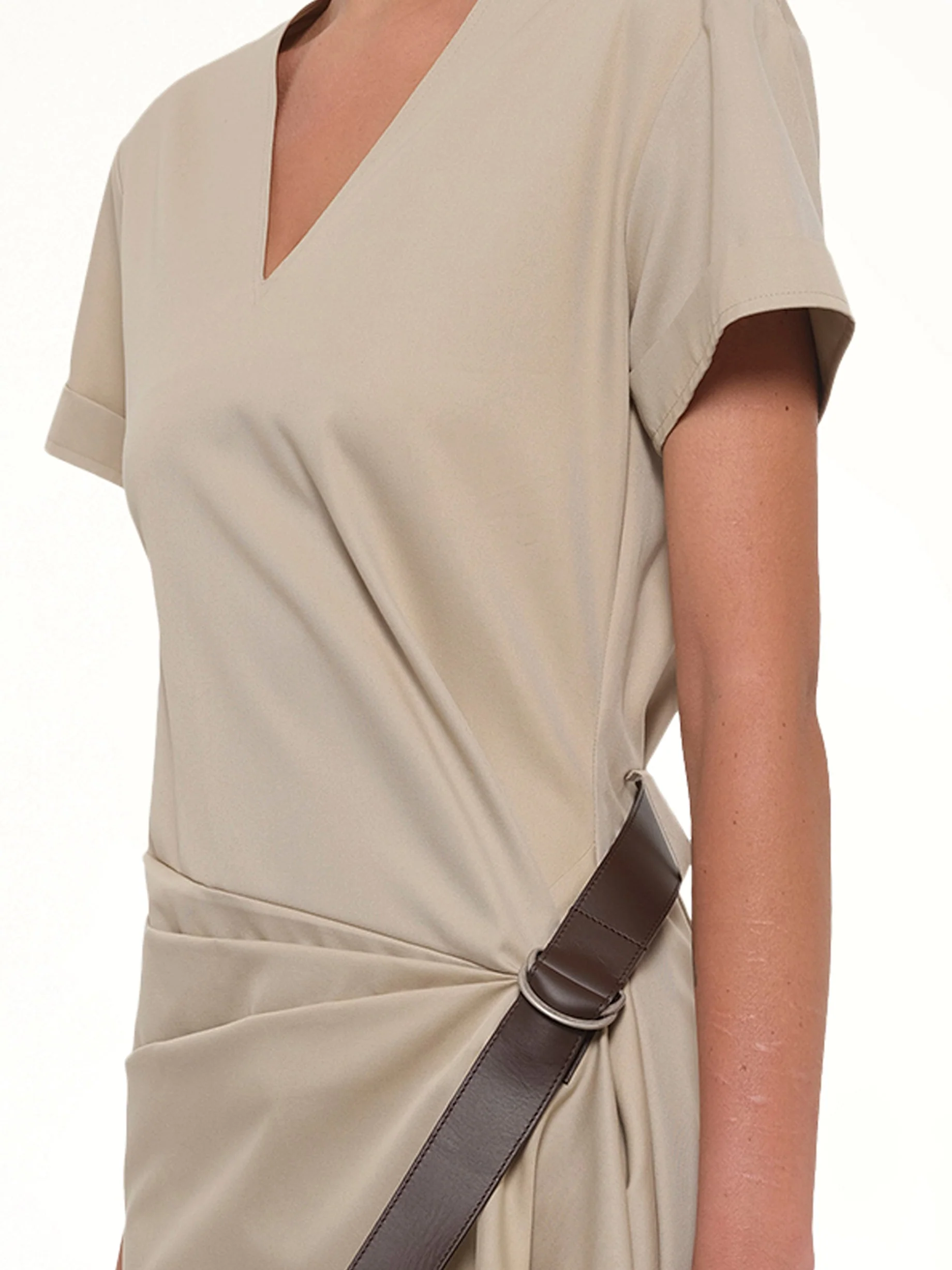 Belted Dress in Beige - Image 7