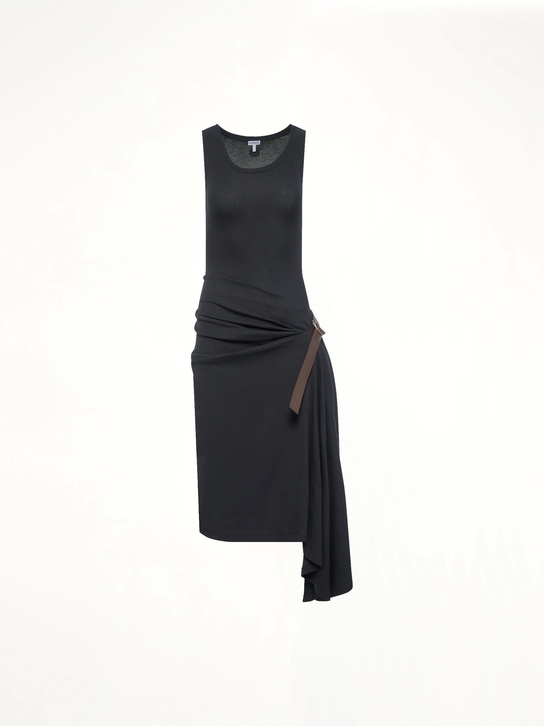 Belted Tank Dress in Black - Image 2