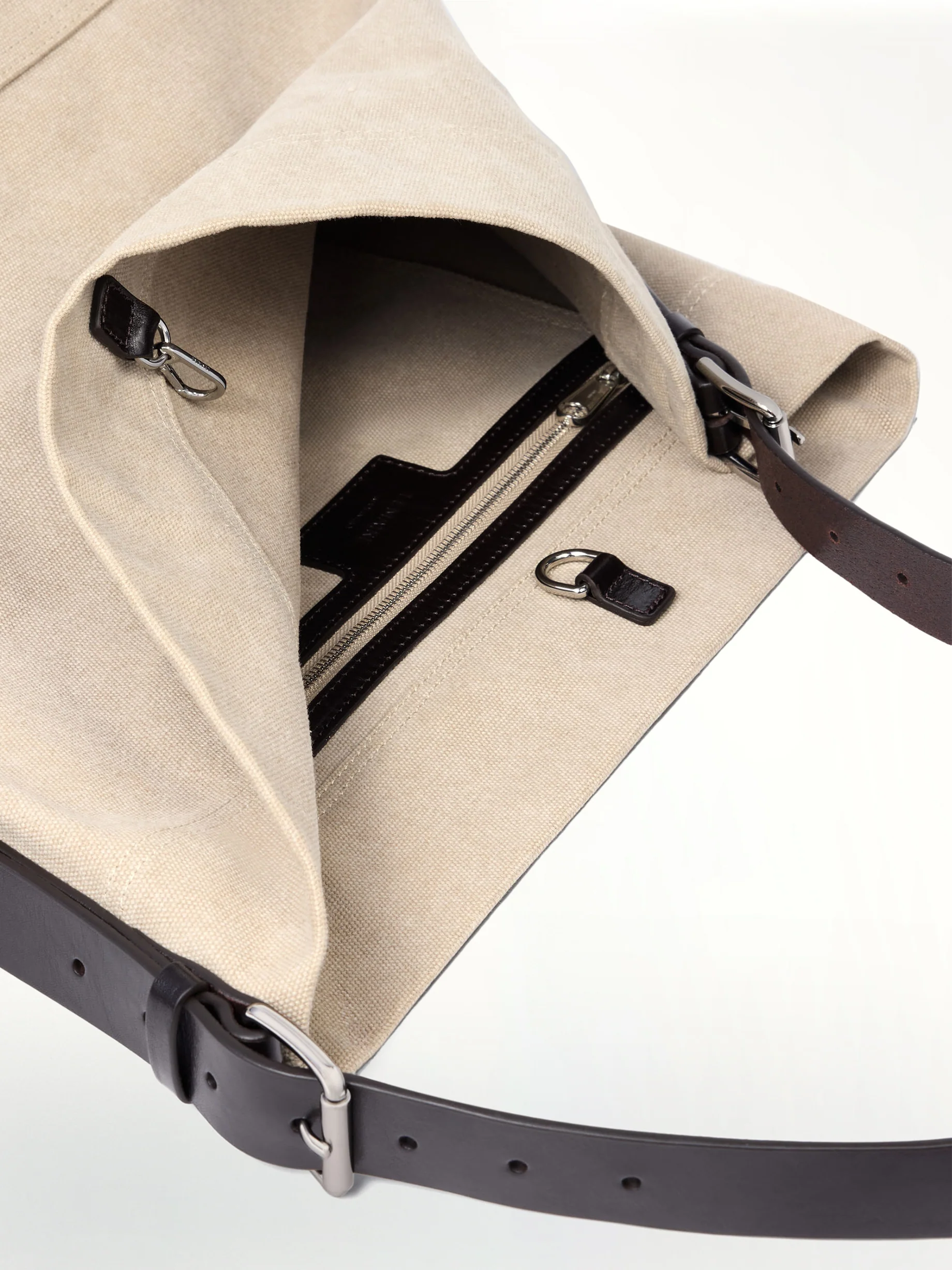 Belted Tote Bag in Dark Linen - Image 3