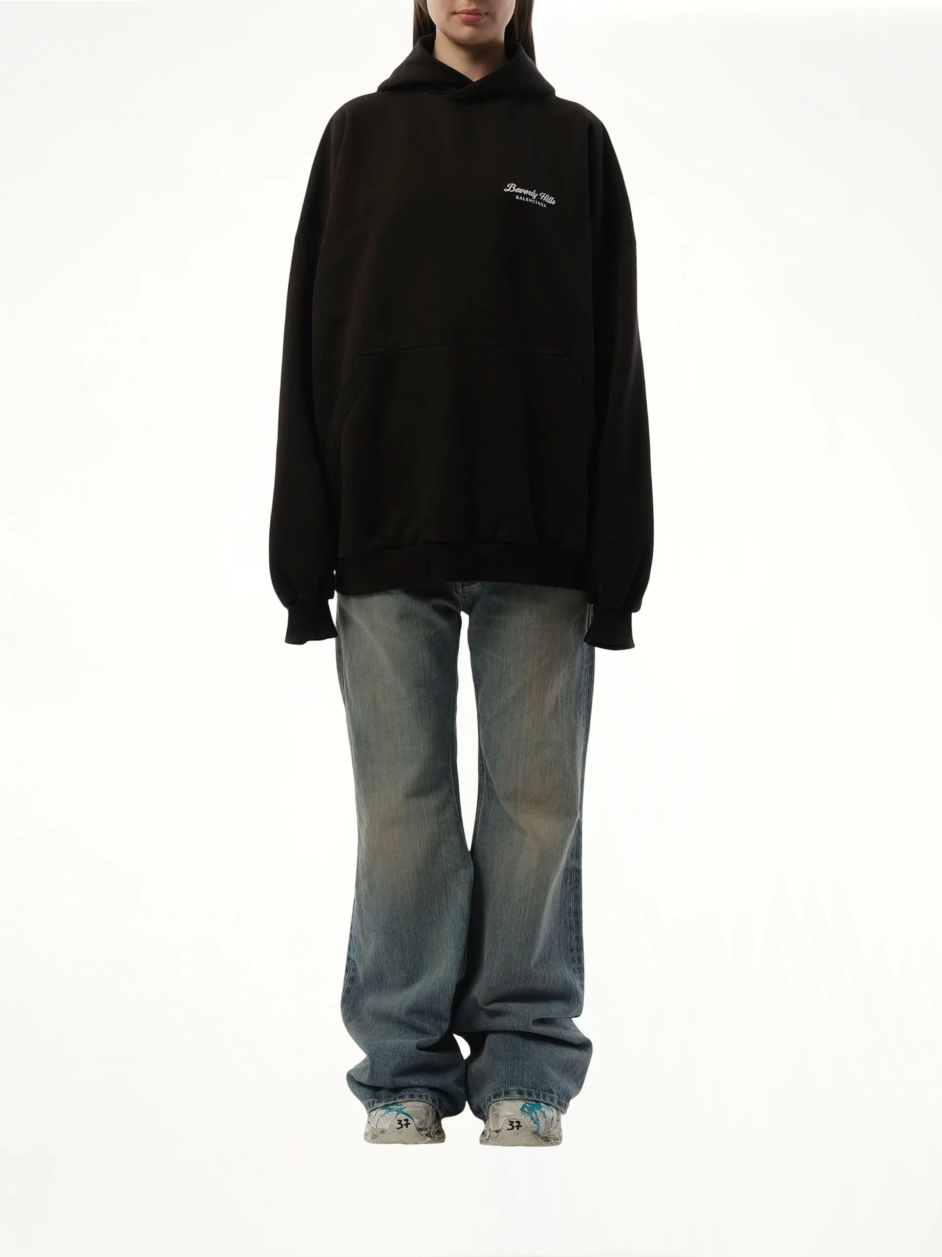 Beverly Hills Large Fit Hoodie in Washed Black - Image 4