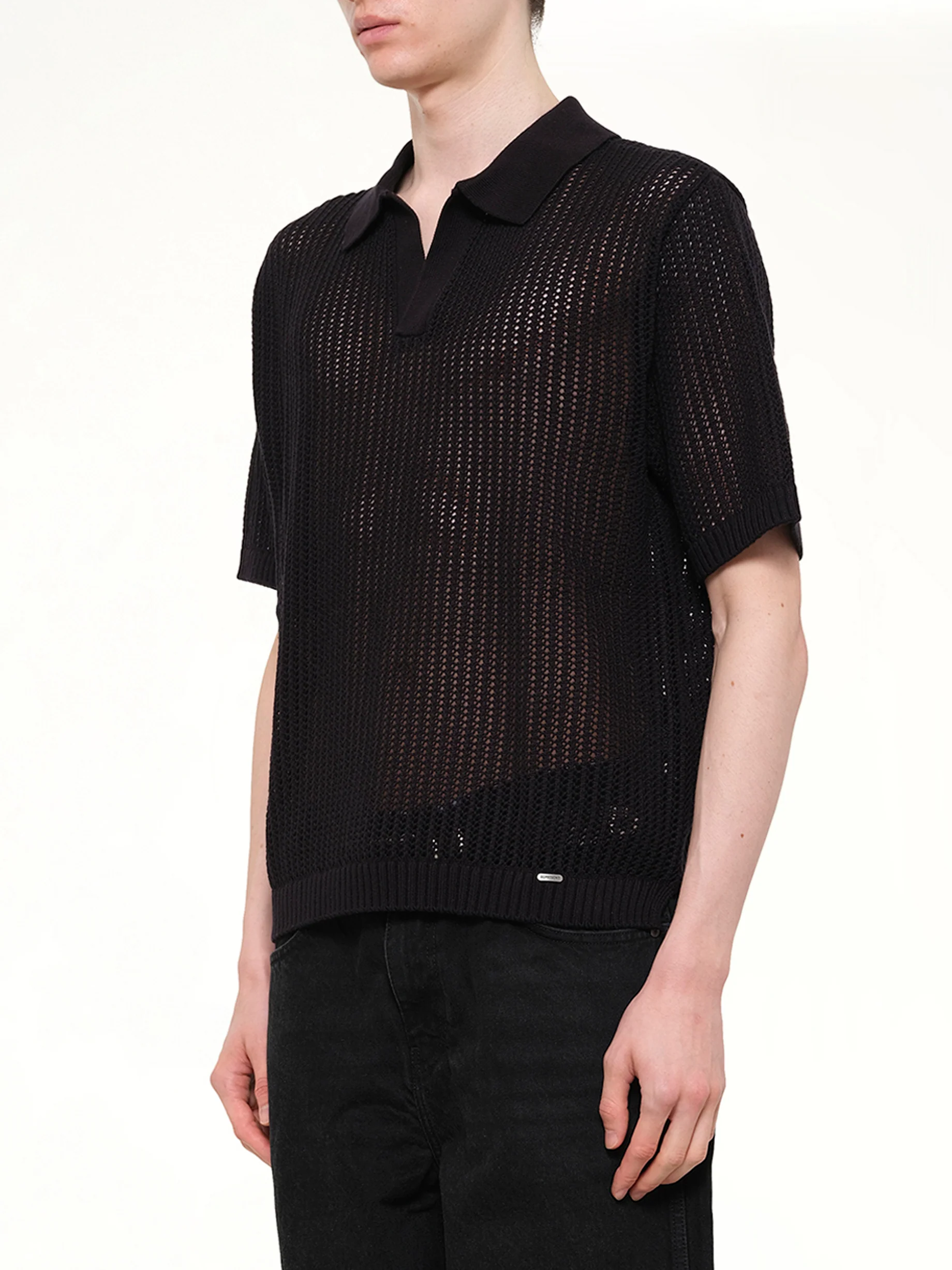 Beverly Knit Polo in Jet Black - Image 3