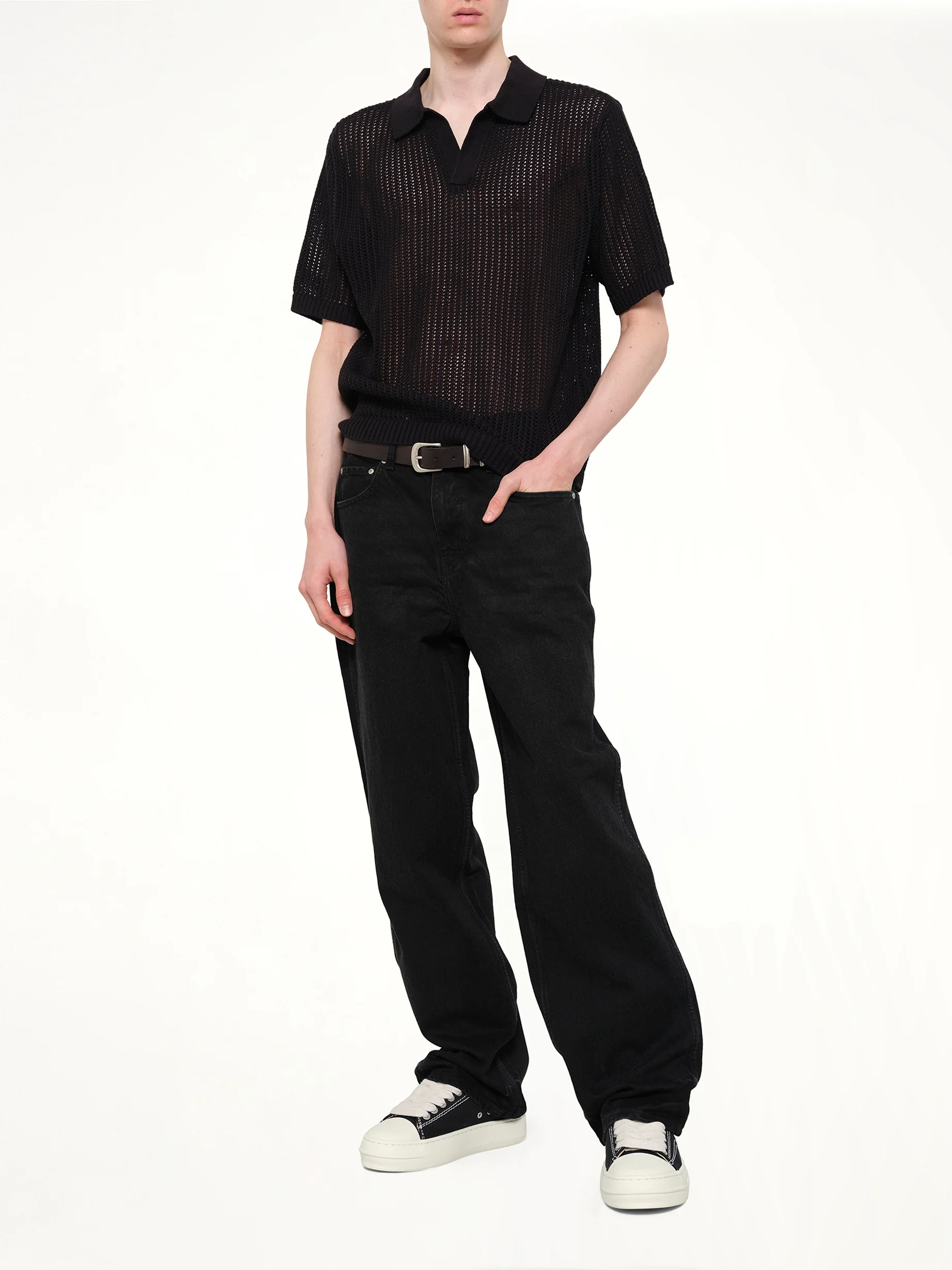 Beverly Knit Polo in Jet Black - Image 4