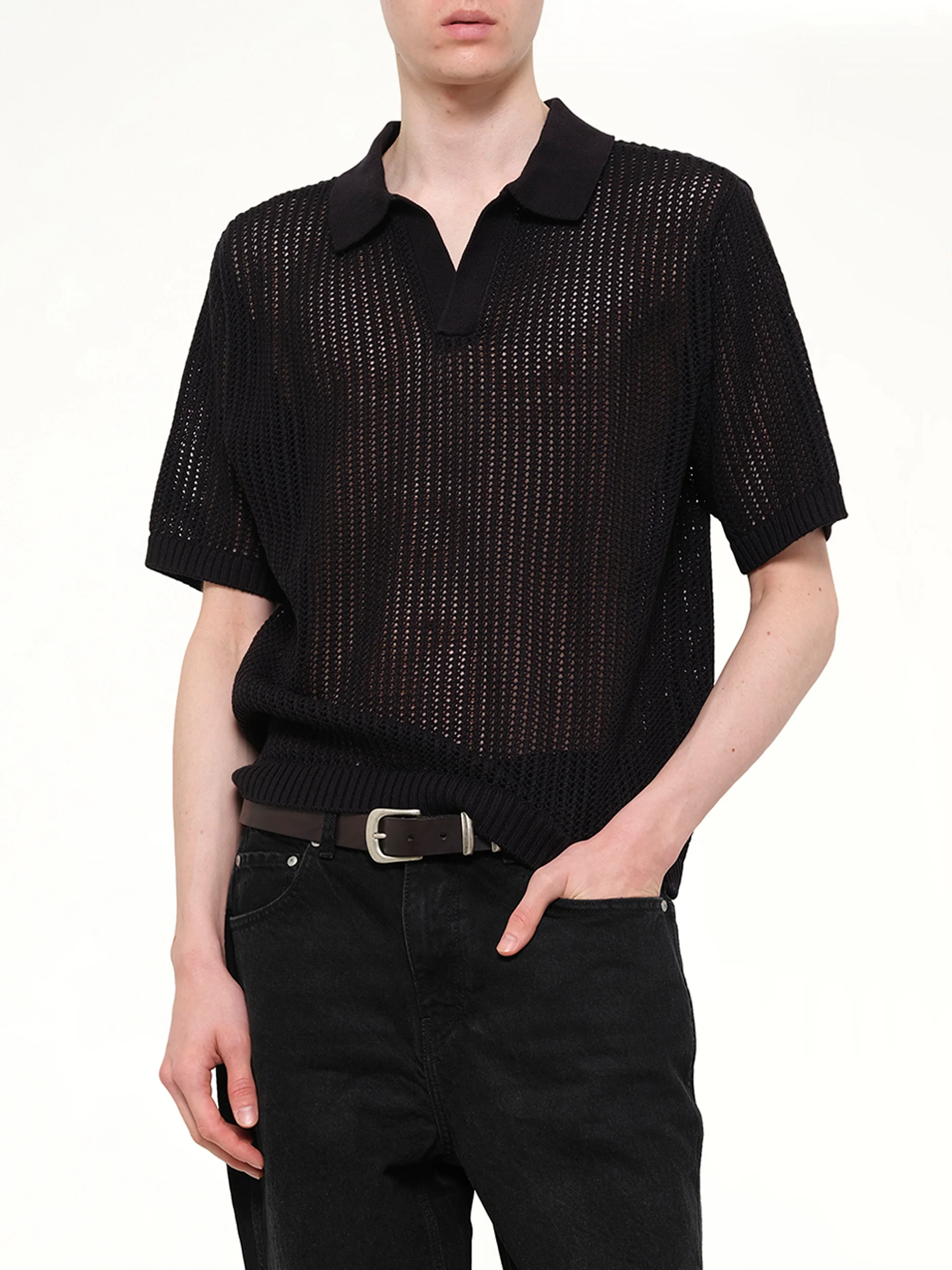 Beverly Knit Polo in Jet Black - Image 6