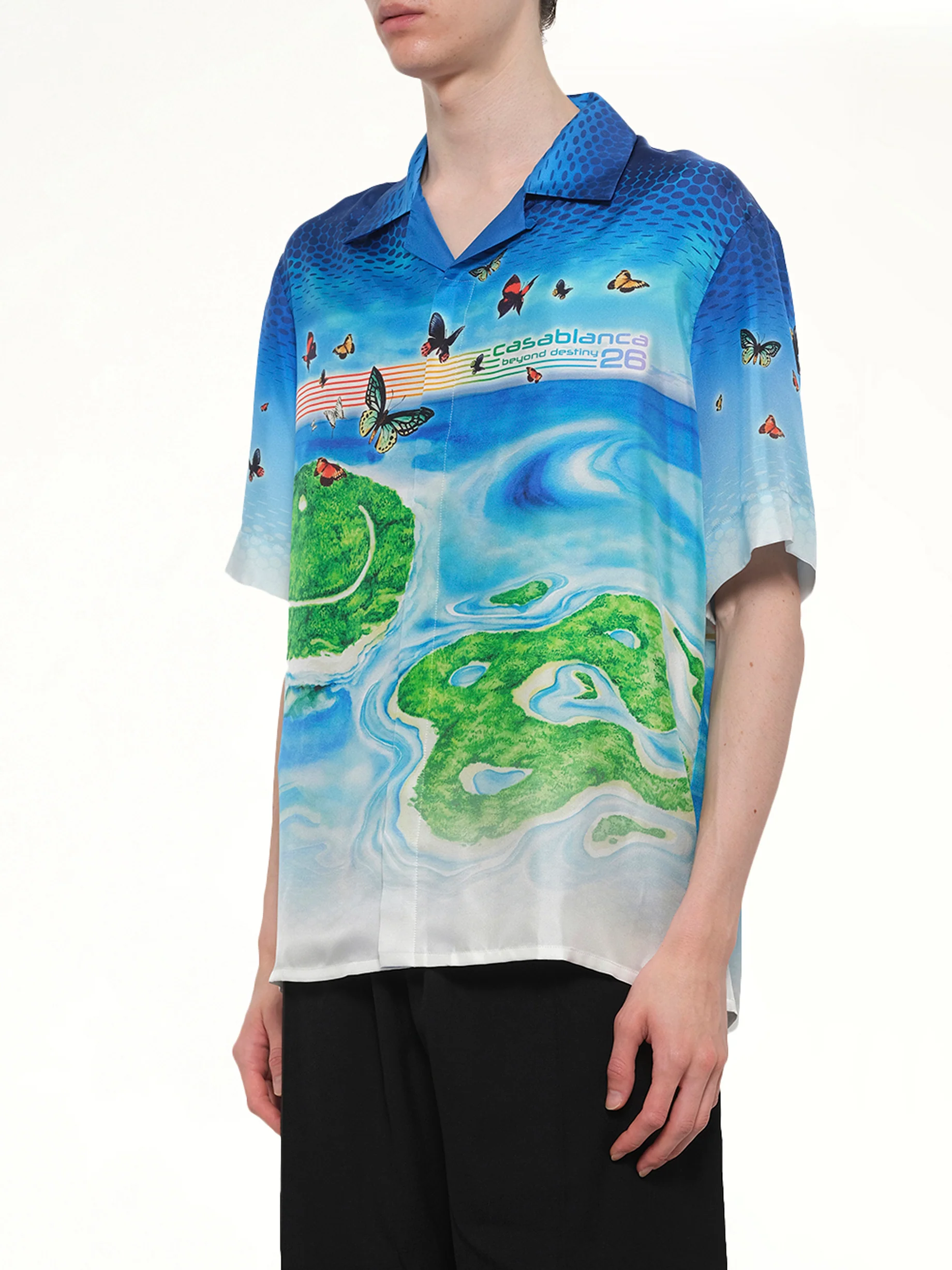 Beyond Destiny Cuban Collar SS Shirt in Blue - Image 3