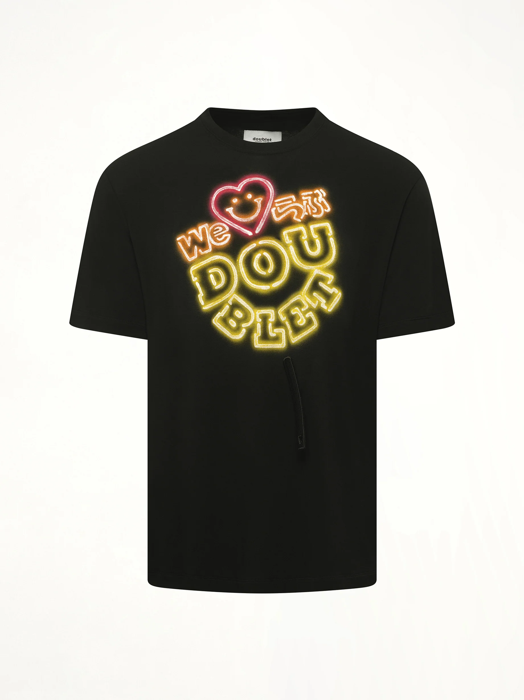 Big Doublet Neon Paint Fan Service T-Shirt in Black - Image 2
