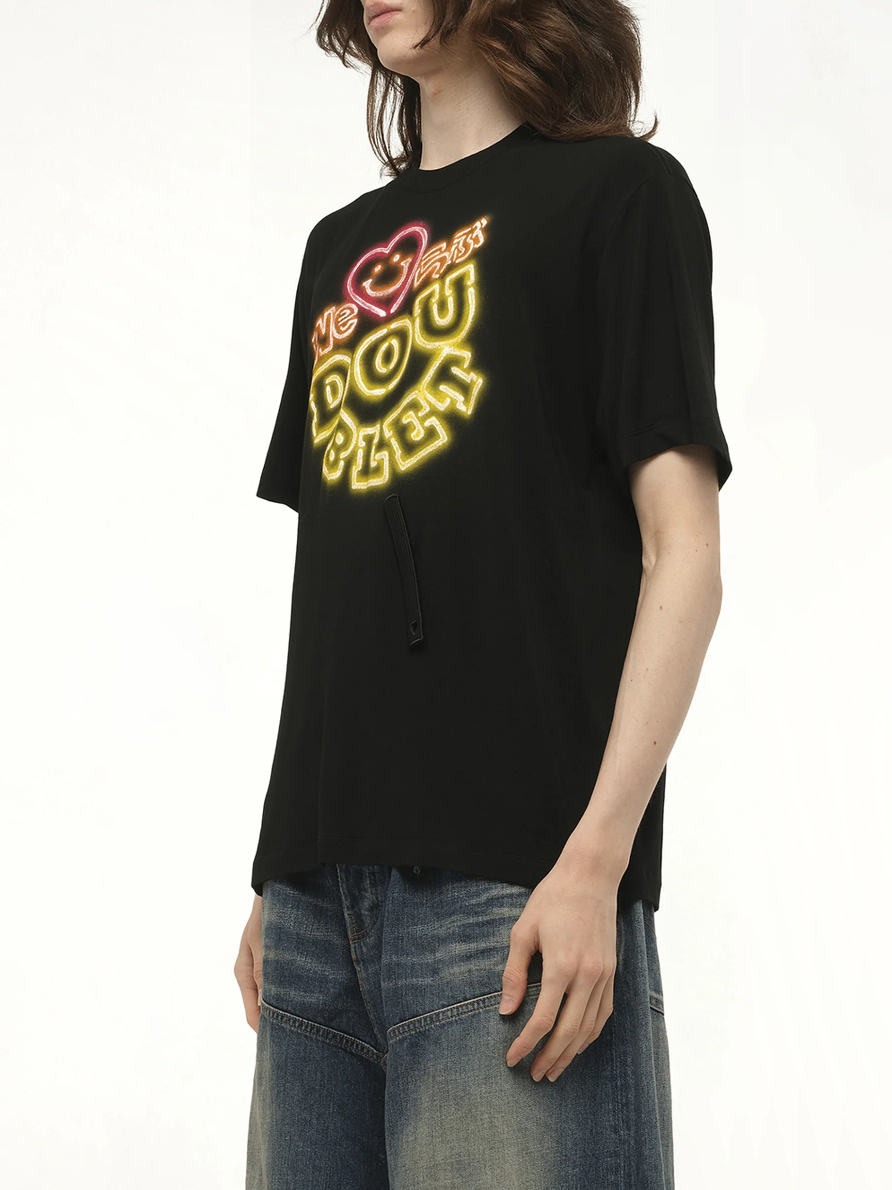 Big Doublet Neon Paint Fan Service T-Shirt in Black - Image 5