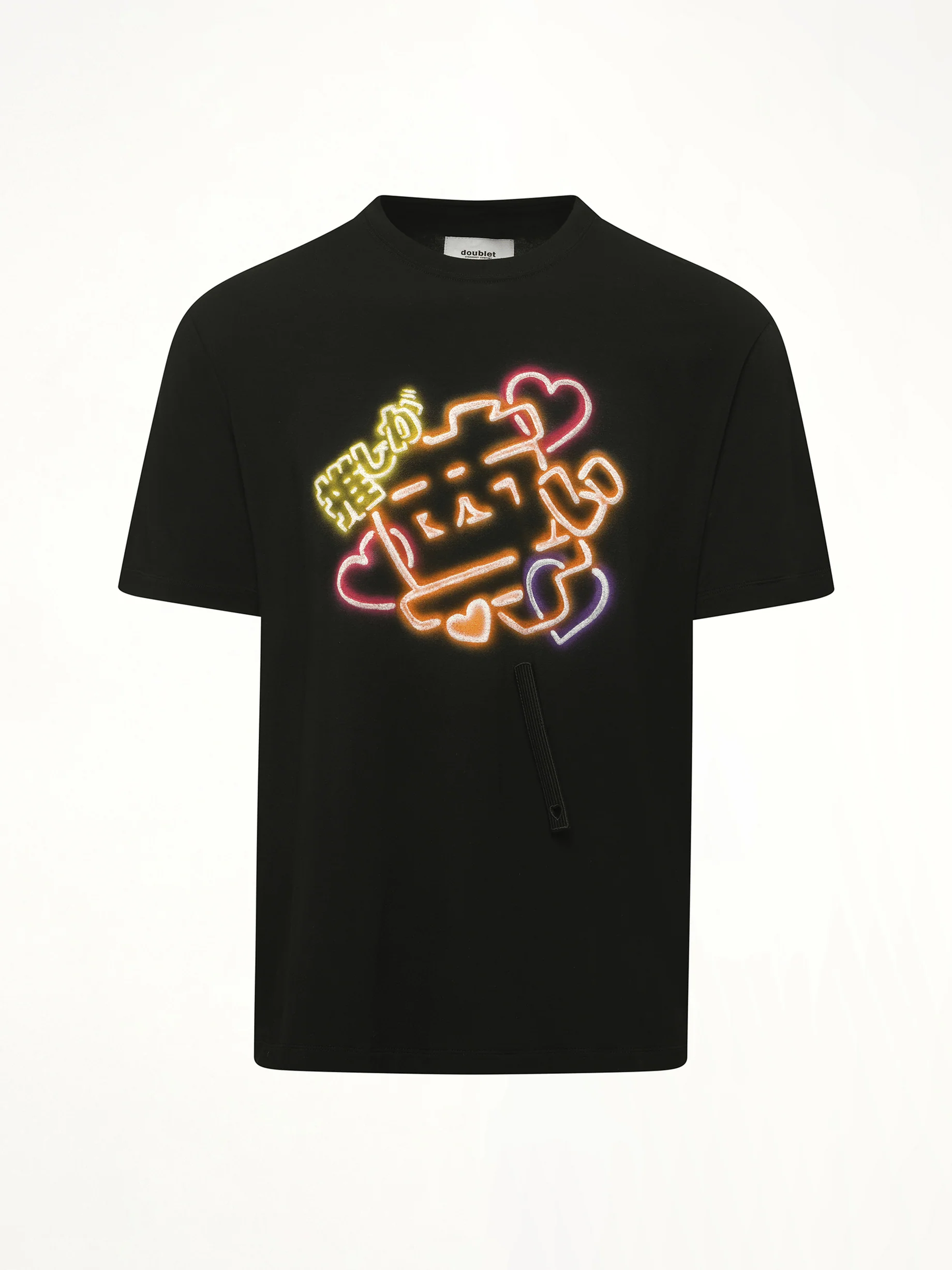Big Japanese Neon Paint Fan Service T-Shirt in Black - Image 2