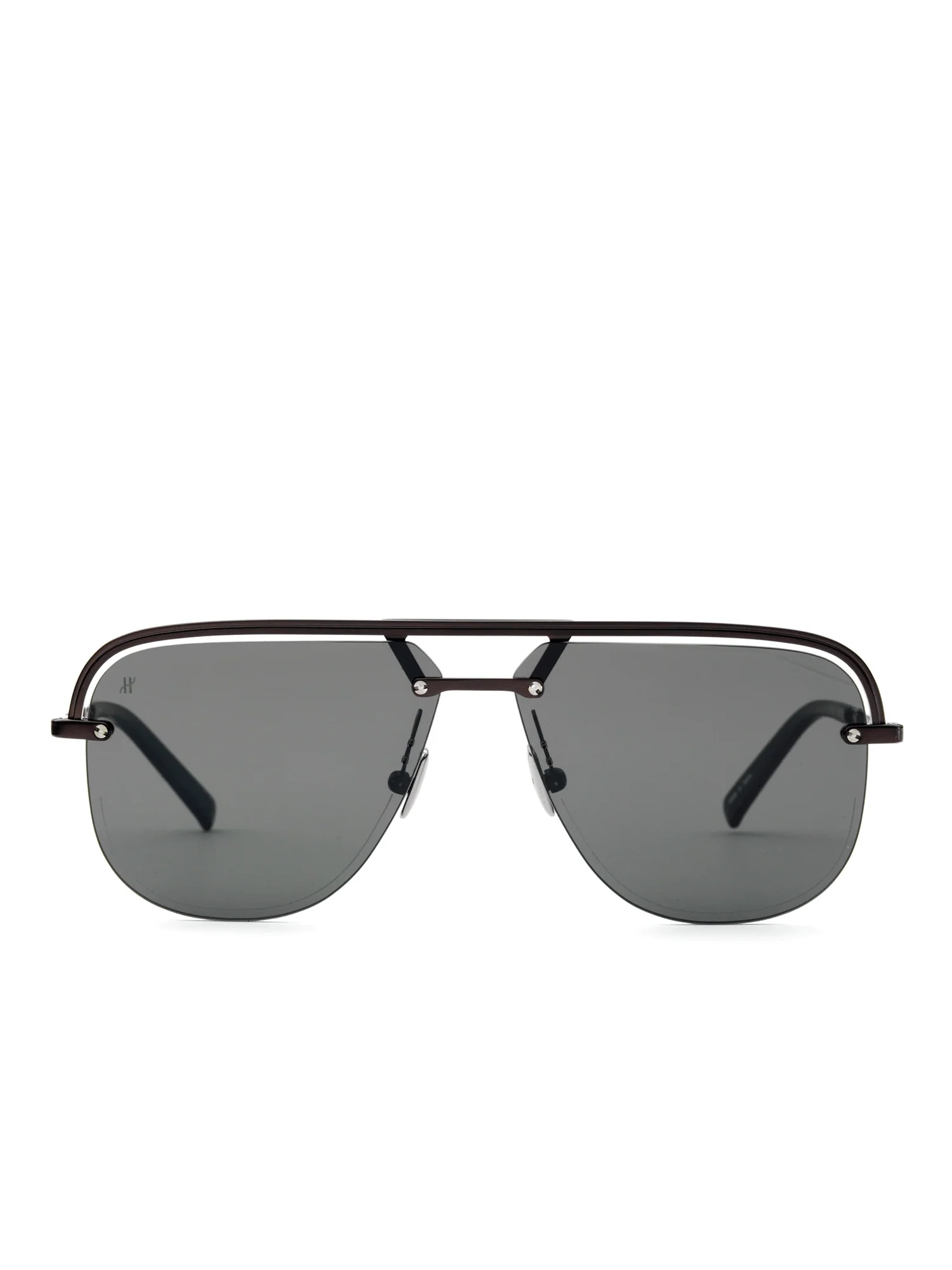Black Matte Aviator Sunglasses with Solid Smoke Lens