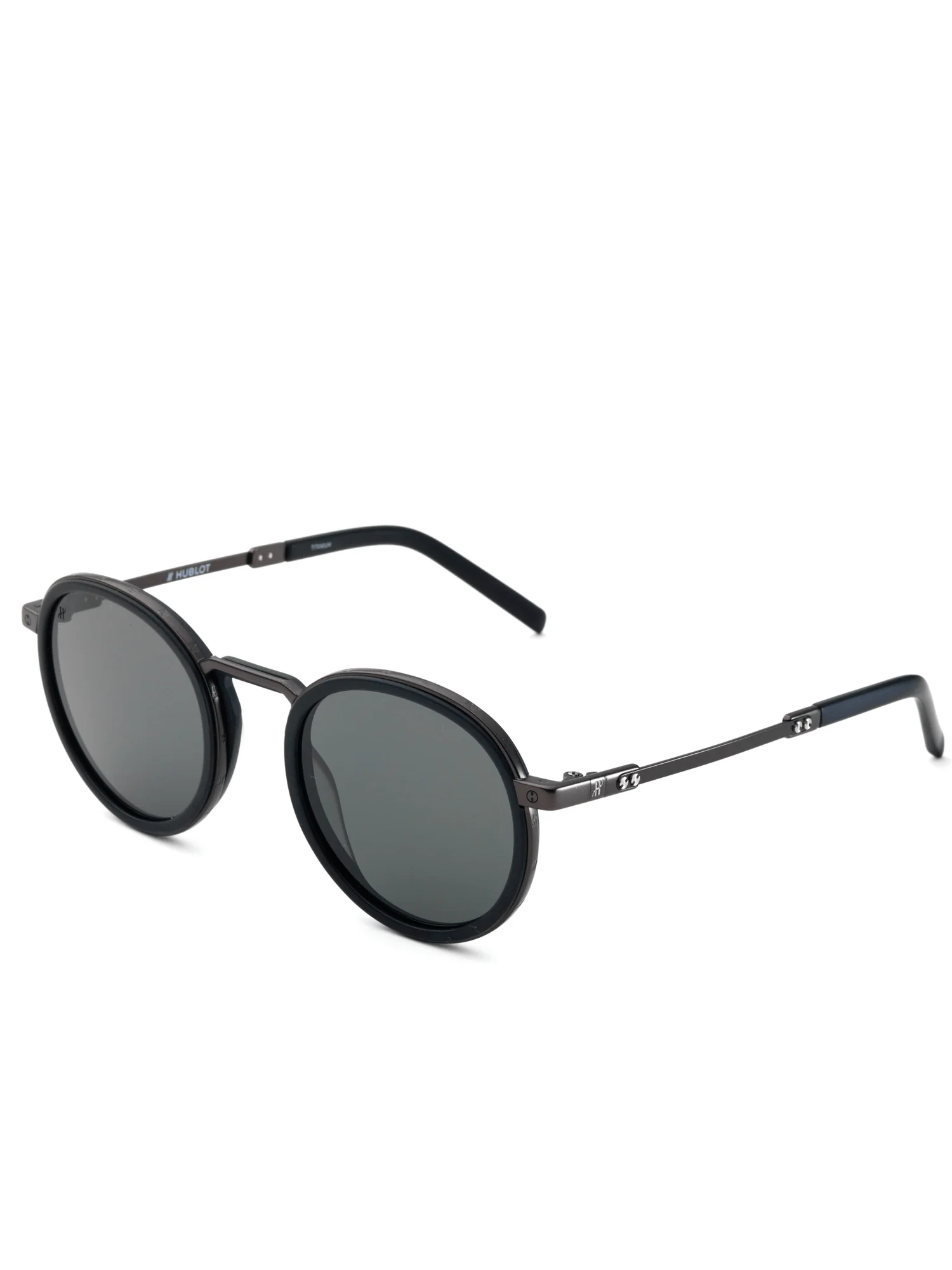 Black Matte Rounded Sunglasses with Solid Smoke Lens - Image 2