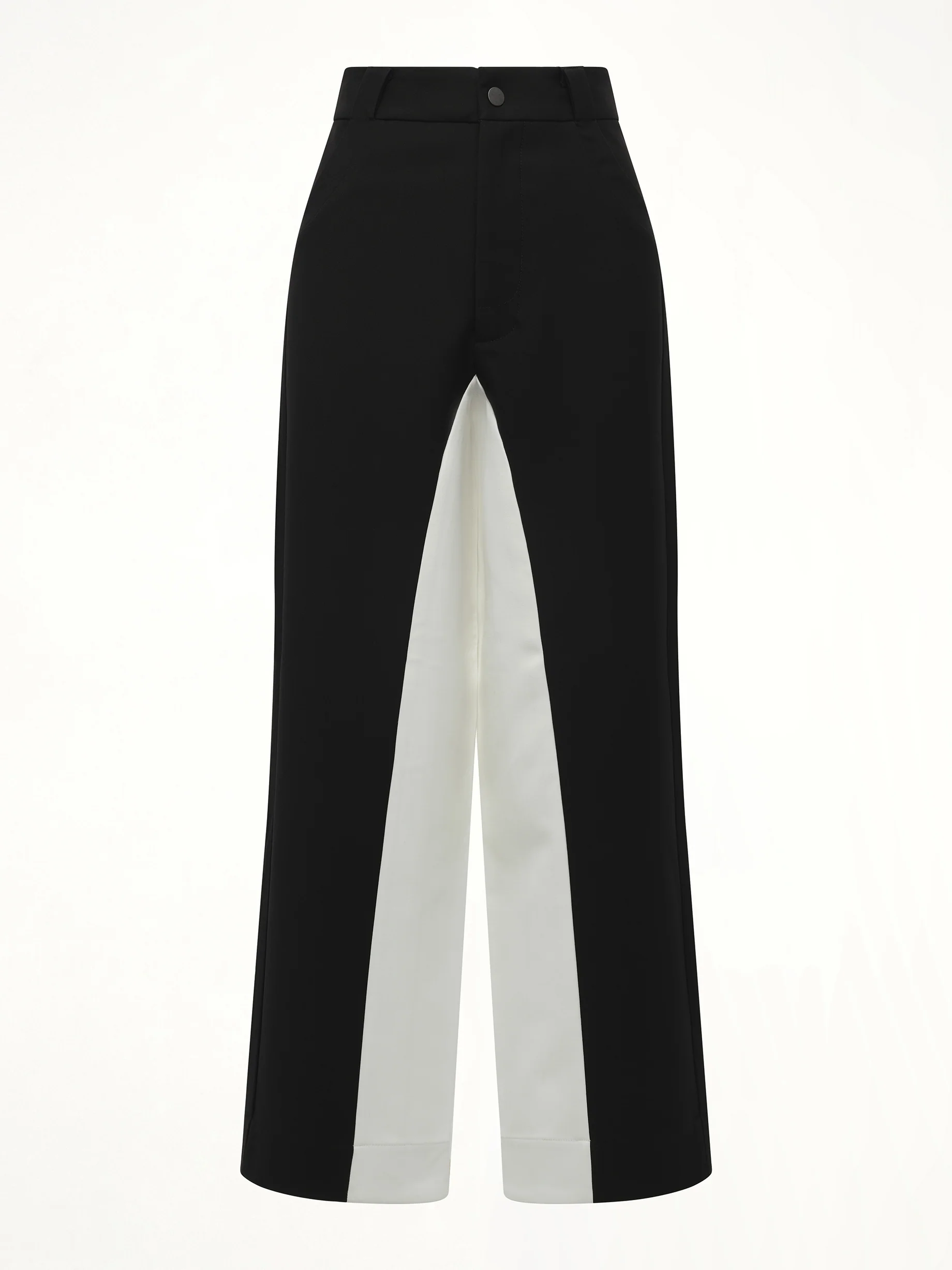 Black & White Stitched Suit Pants in Black - Image 2