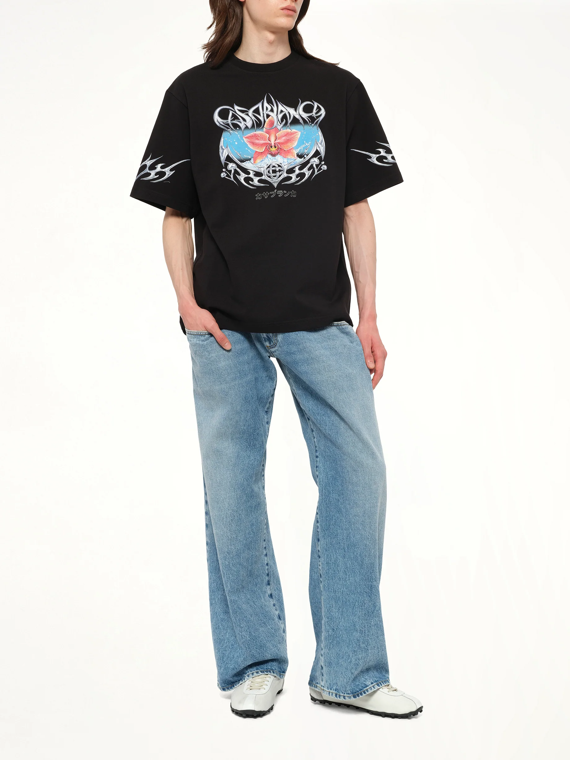 Blades Printed Oversized T-Shirt in Black - Image 4