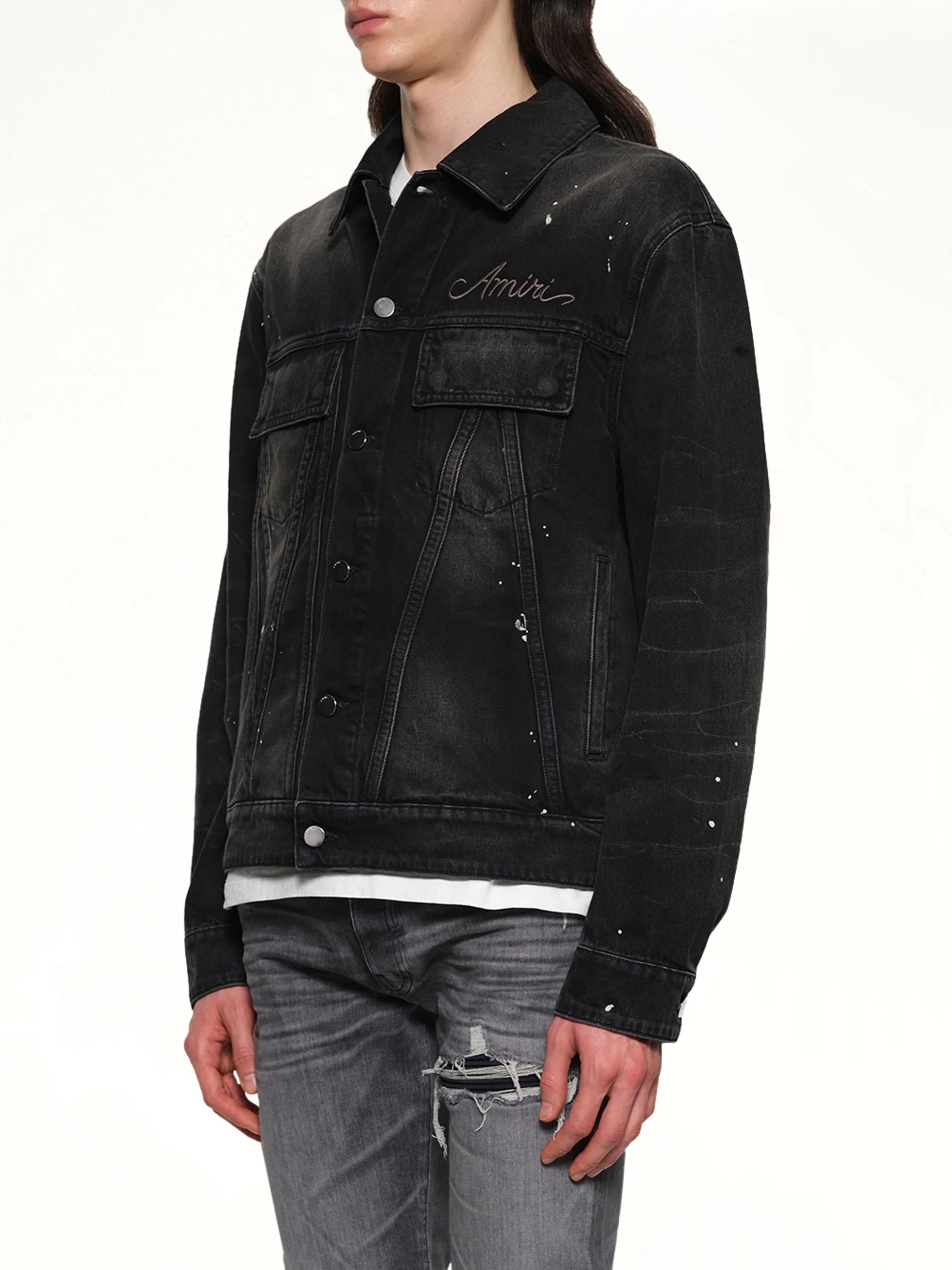 Bleach Bandana Denim Jacket in Faded Black - Image 3