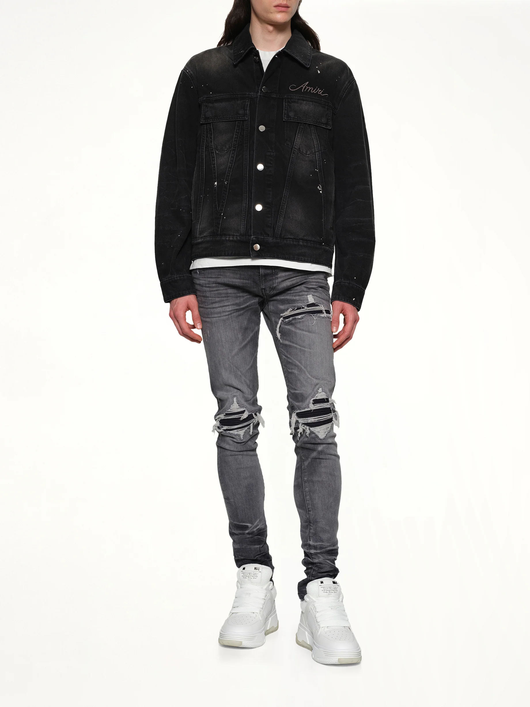 Bleach Bandana Denim Jacket in Faded Black - Image 4