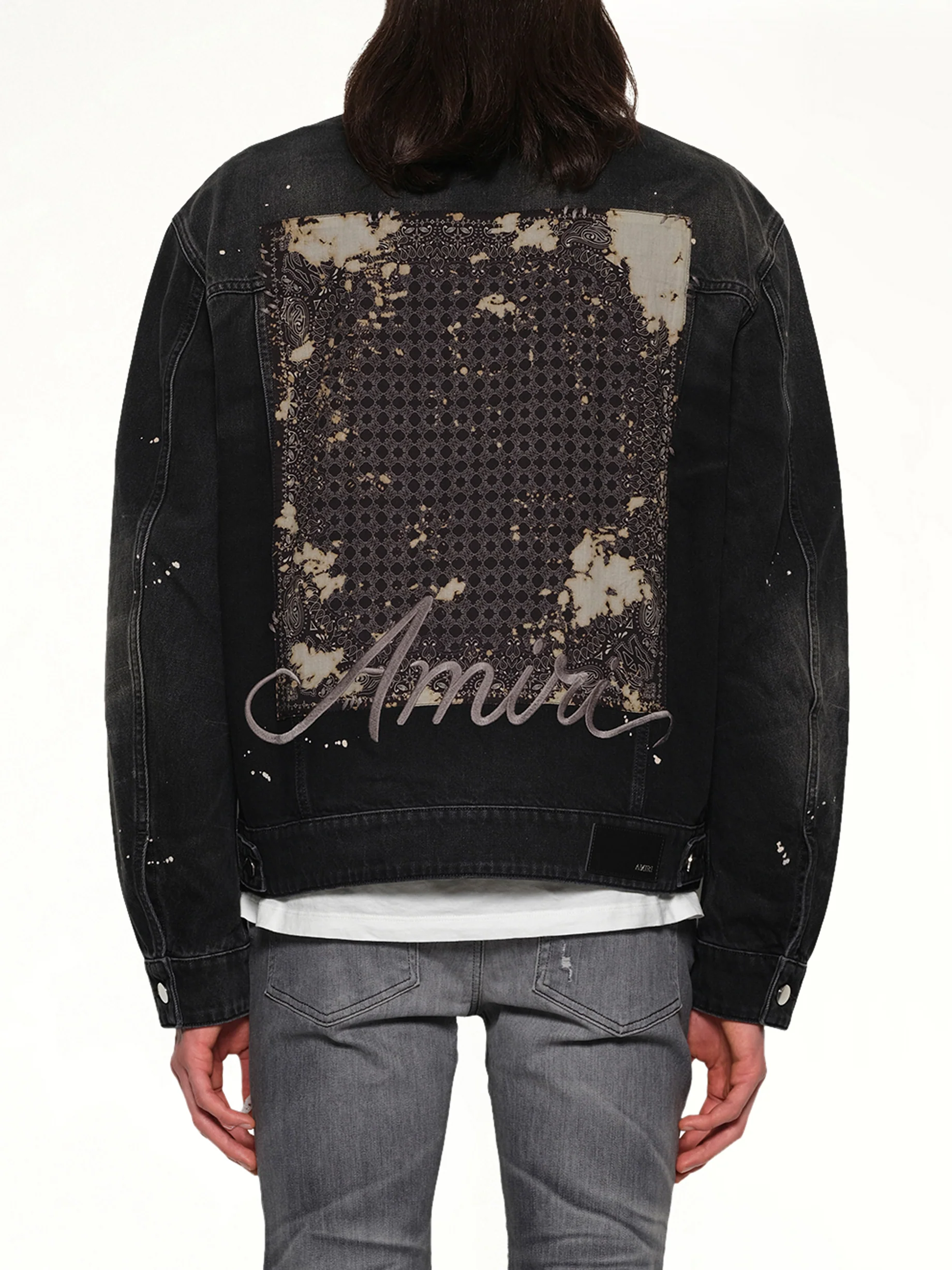 Bleach Bandana Denim Jacket in Faded Black - Image 5
