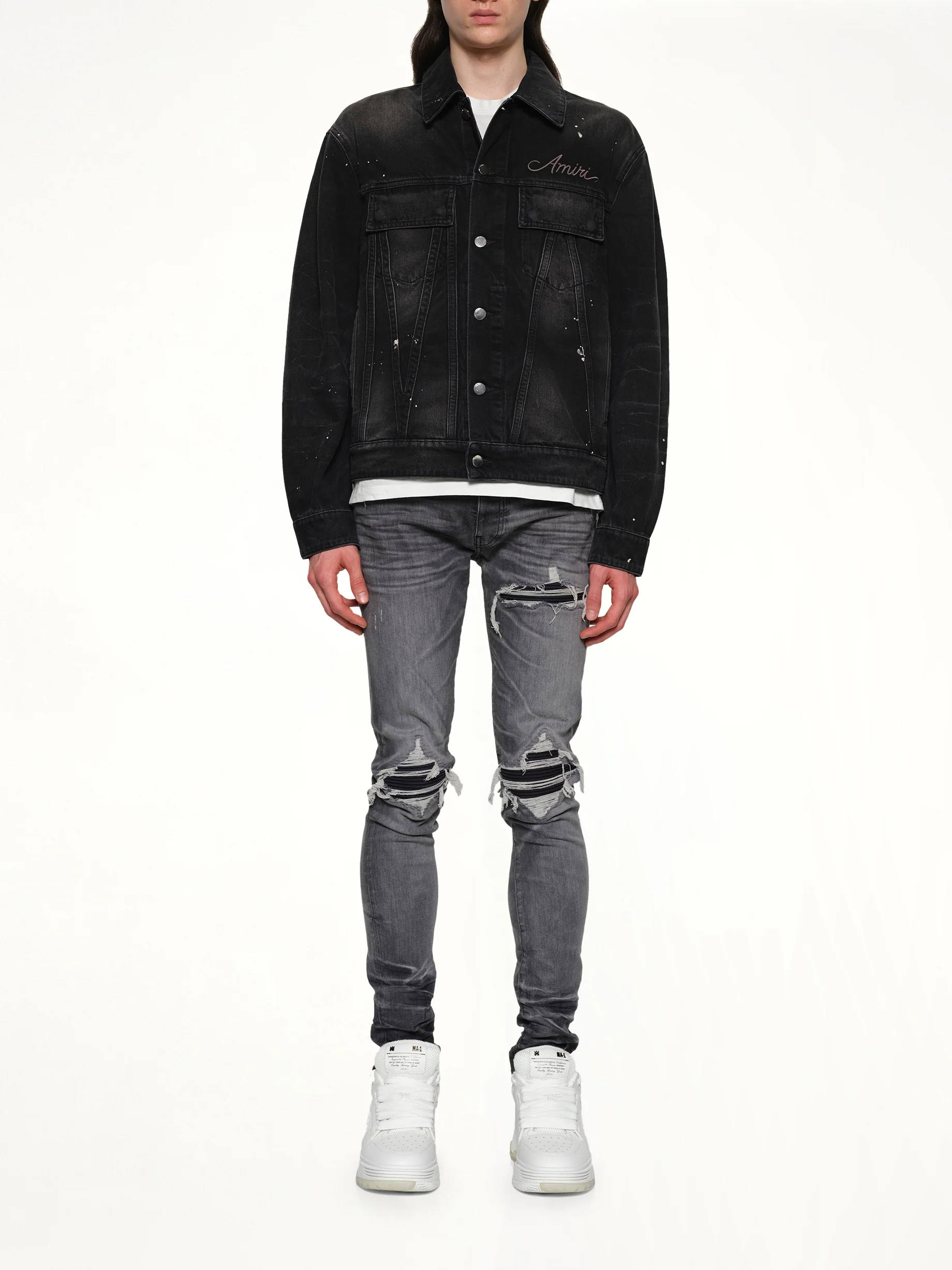 Bleach Bandana Denim Jacket in Faded Black - Image 7