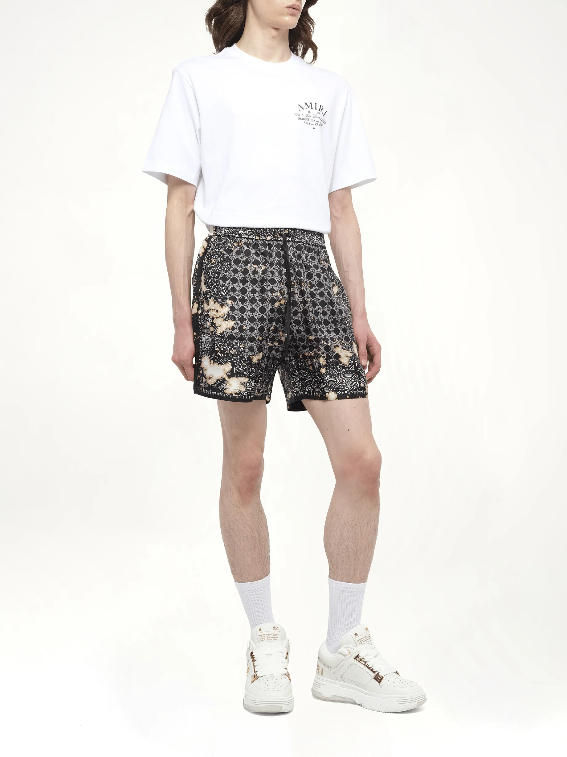 Bleach Bandana Silk Shorts in Black - Image 4