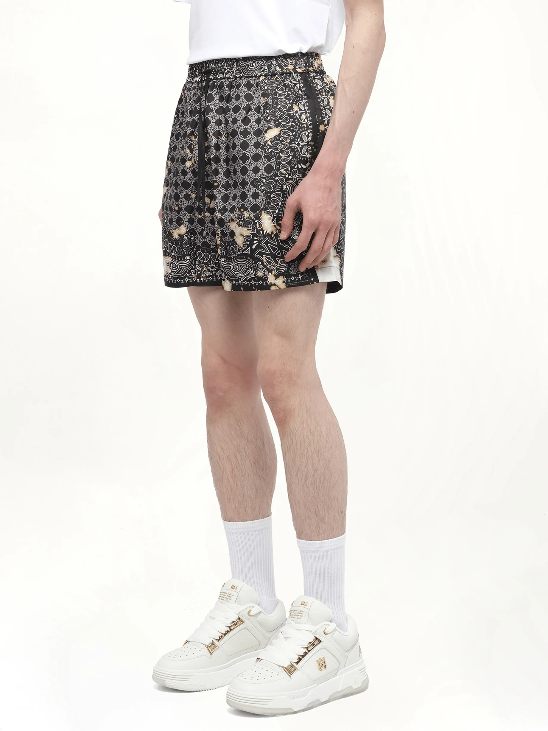 Bleach Bandana Silk Shorts in Black - Image 5