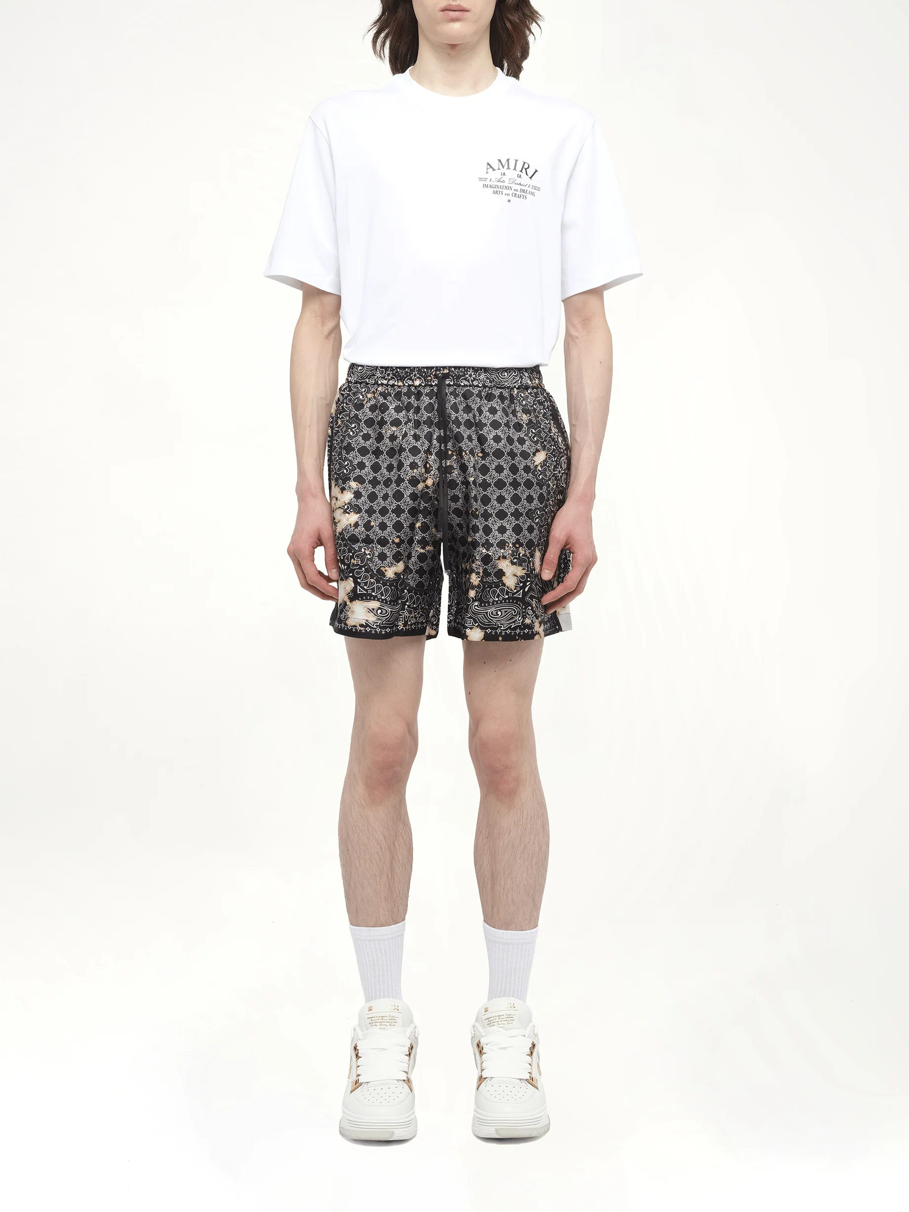 Bleach Bandana Silk Shorts in Black - Image 7