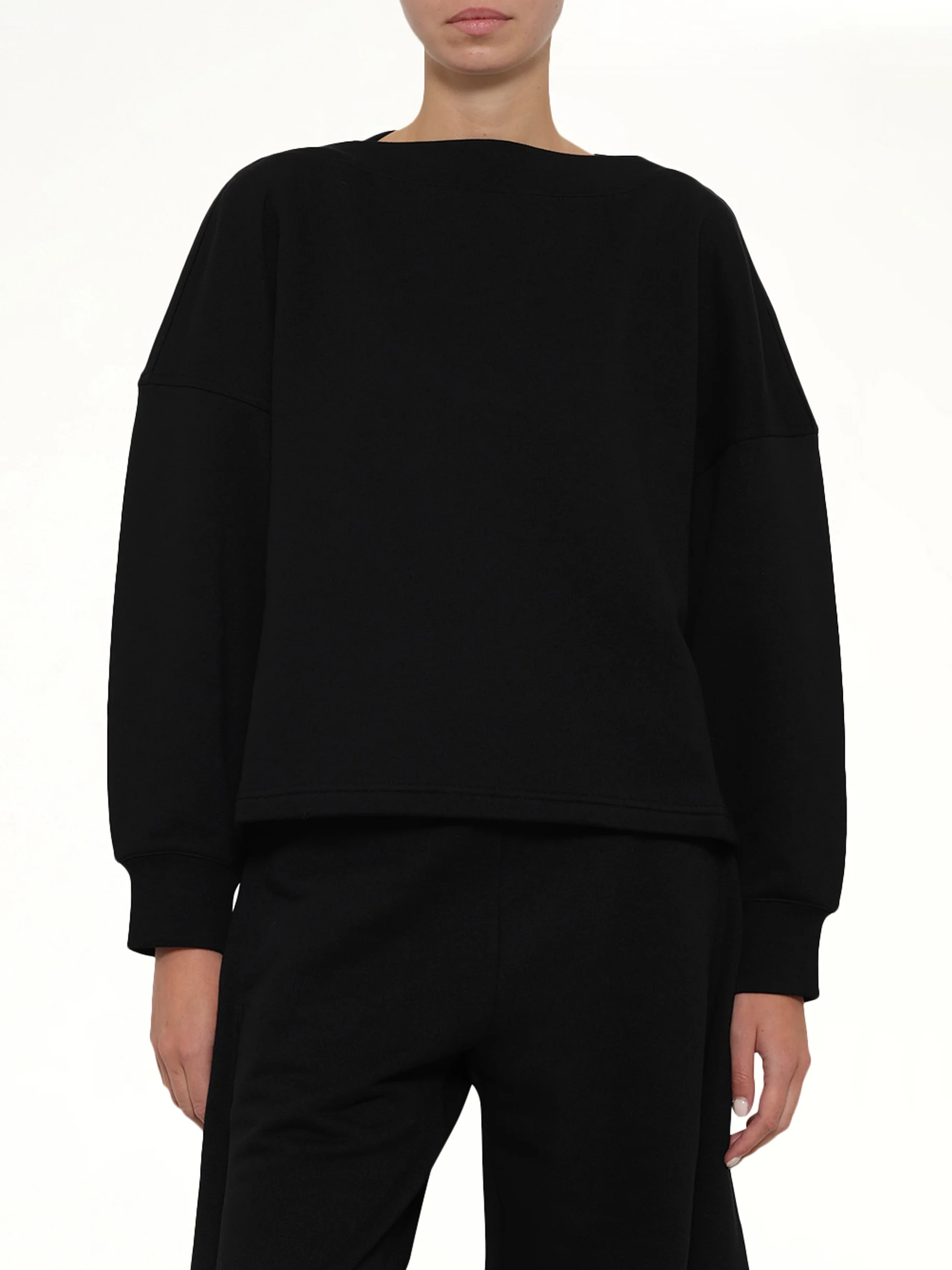 Boatneck Sweatshirt in Black - Image 6